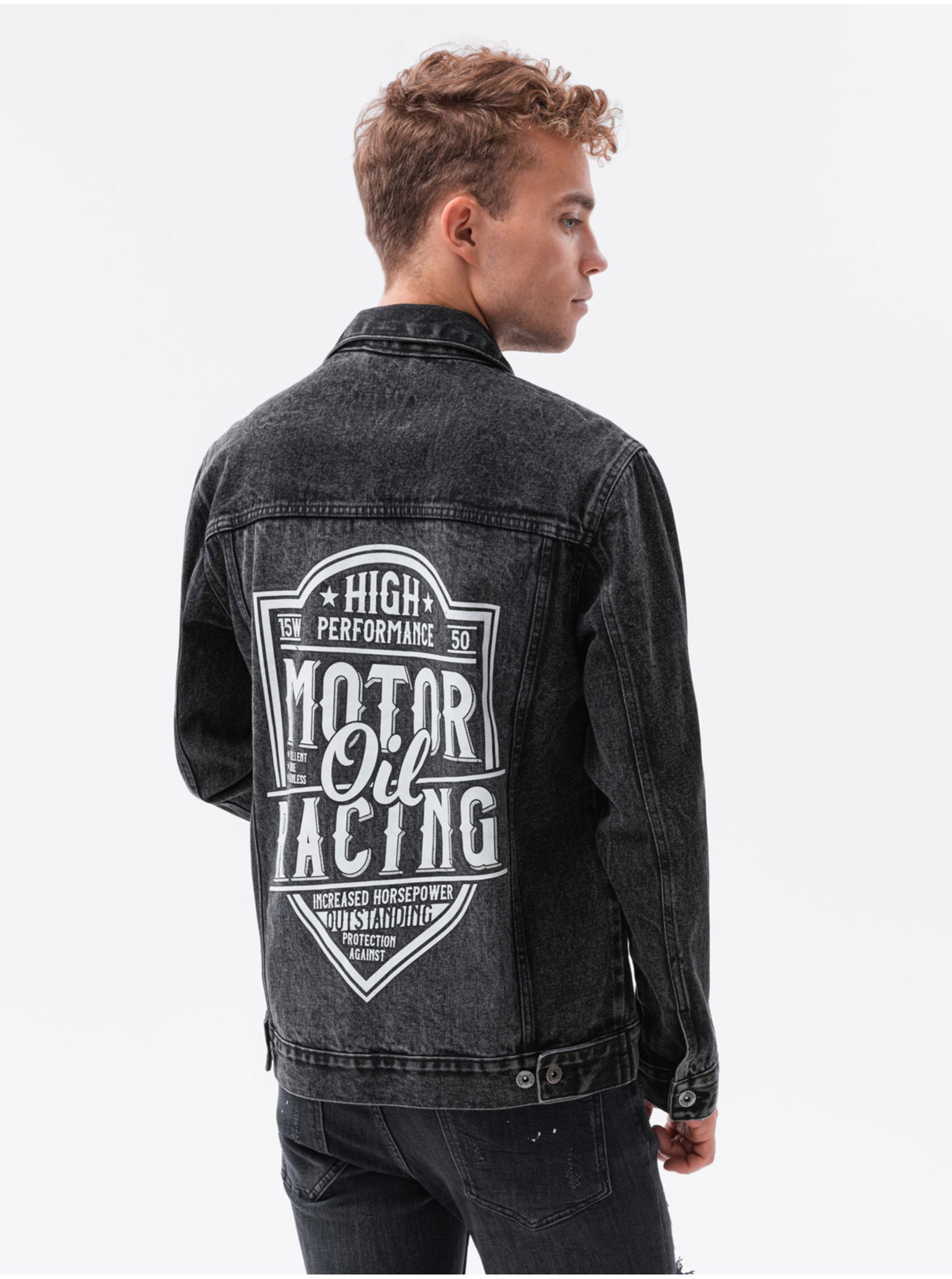 E-shop Černá pánská džínová bunda Ombre Clothing C525