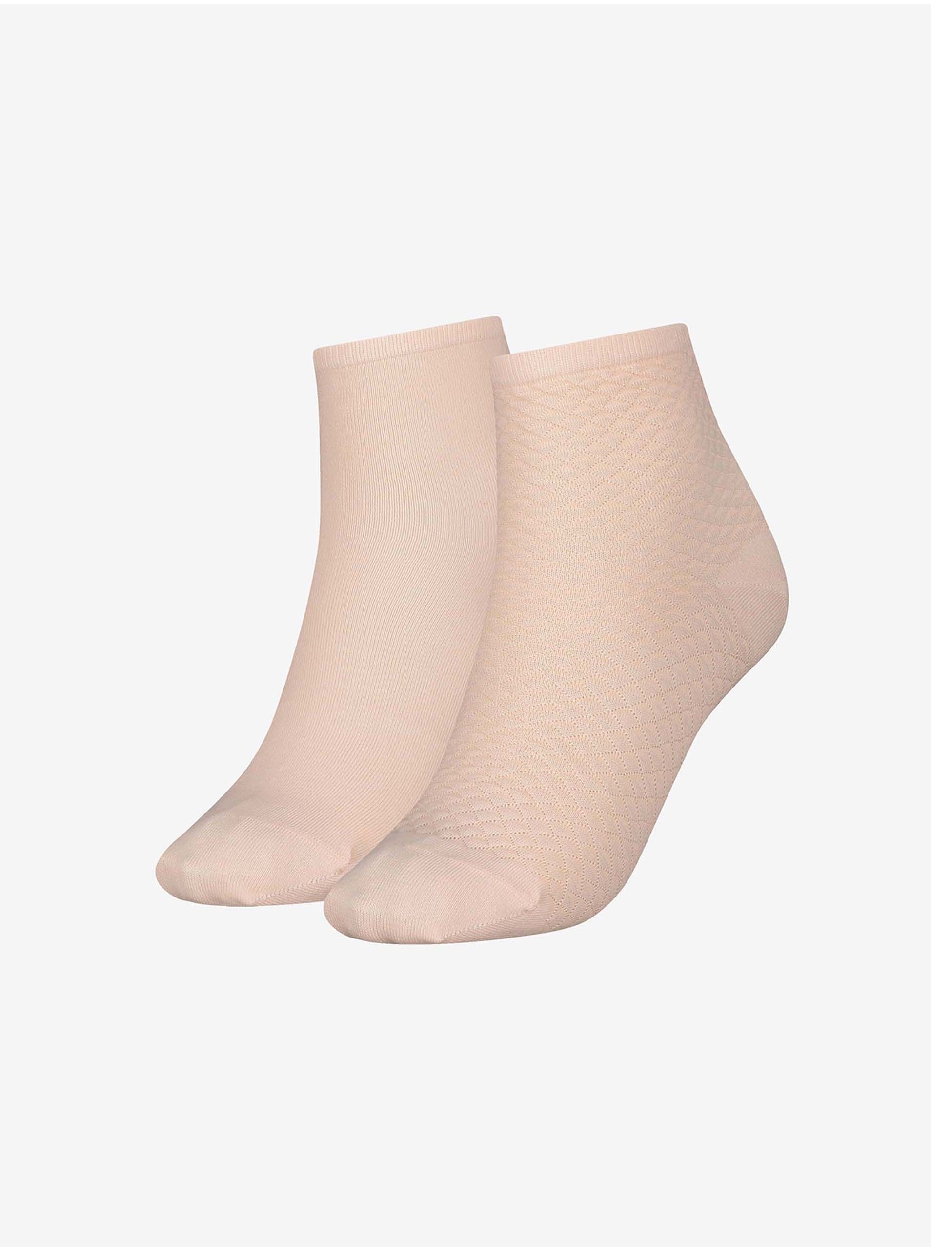 Lacno Sada dvoch párov dámskych ponožiek v marhuľovej farbe Tommy Hilfiger Underwear