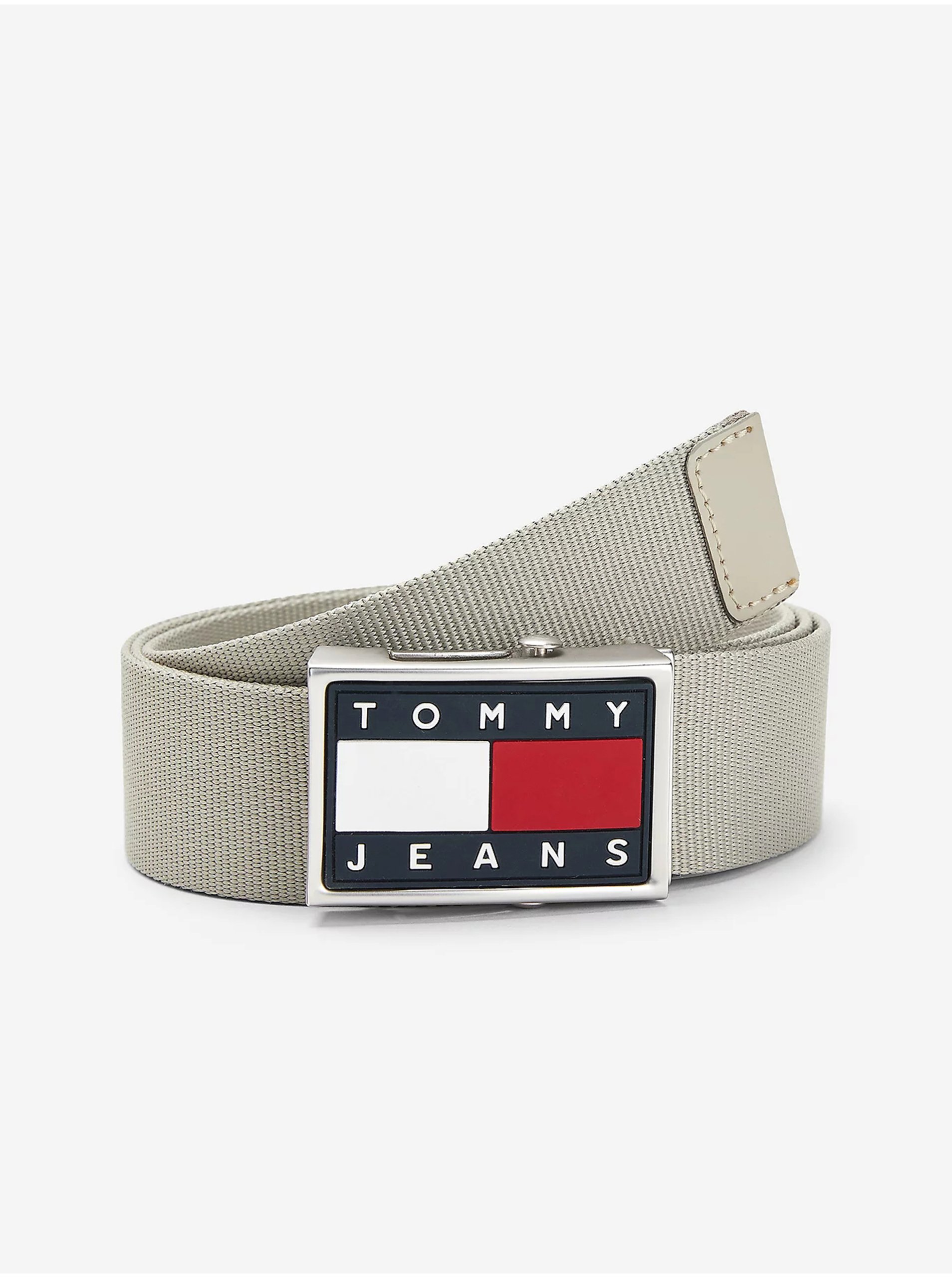 Levně Světle šedý pánský pásek Tommy Jeans