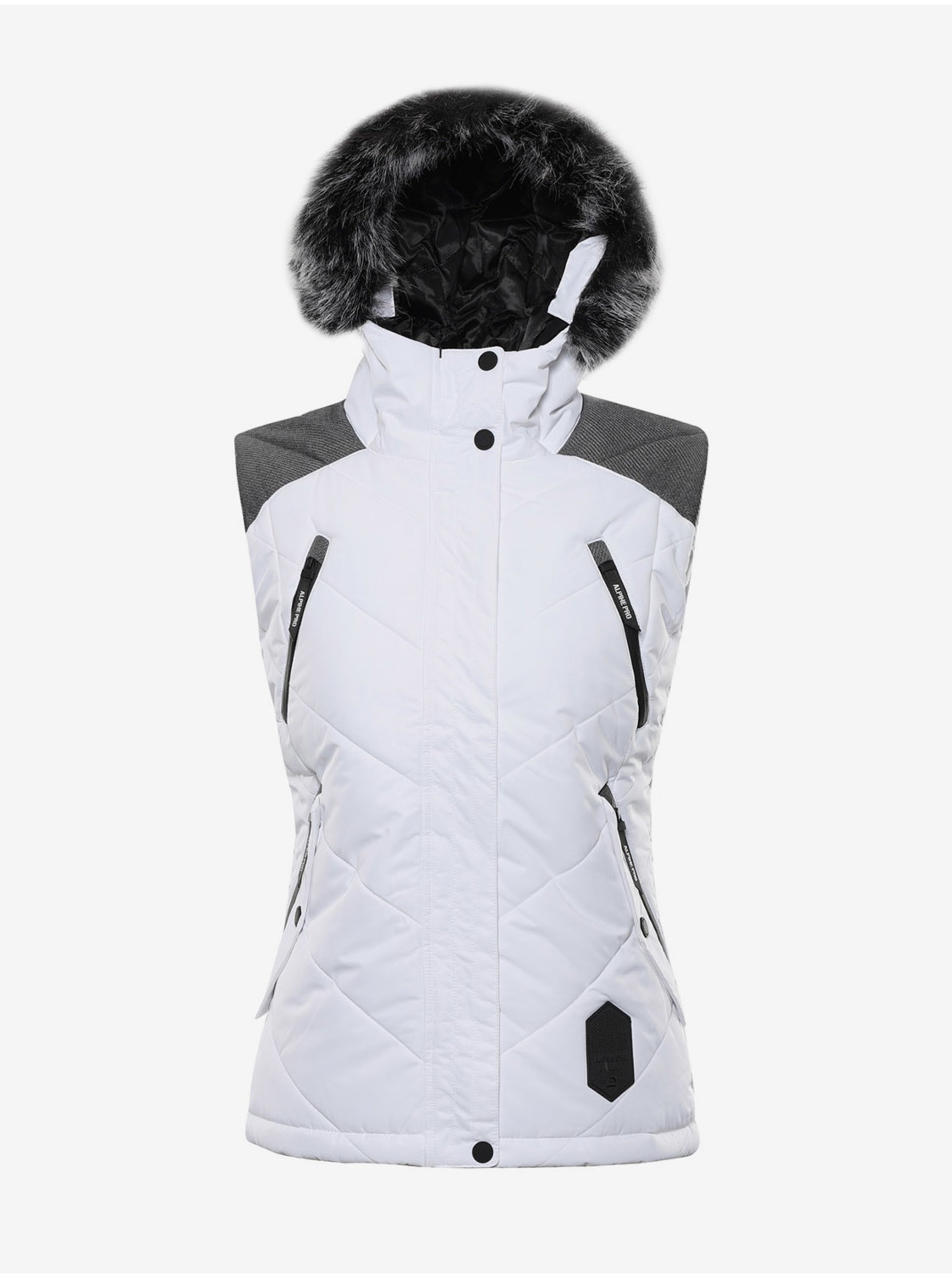 Levně Šedo-bílá dámská prošívaná vesta Alpine Pro JARVISA 4