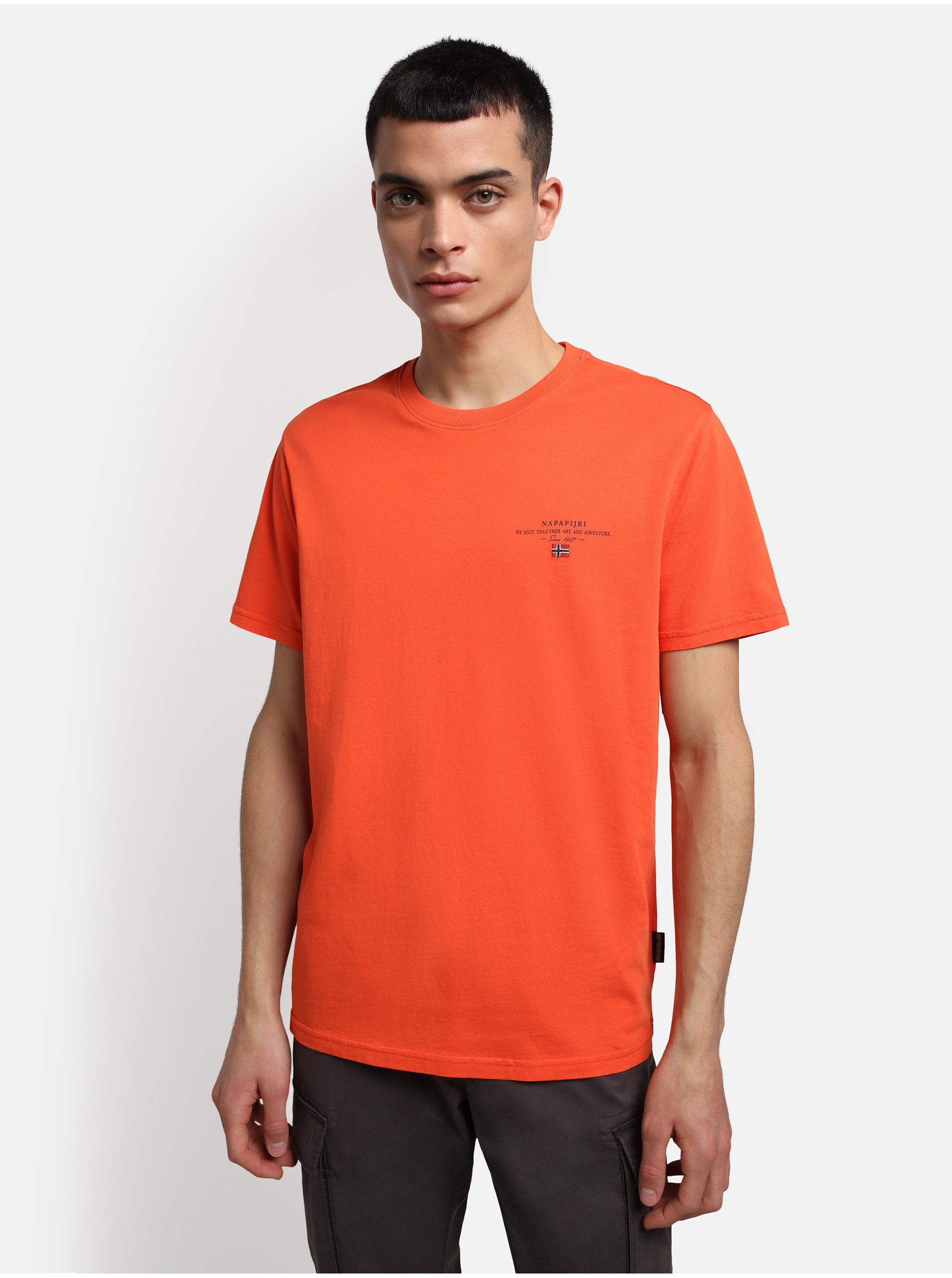 Lacno Oranžové pánske tričko NAPAPIJRI Selbas