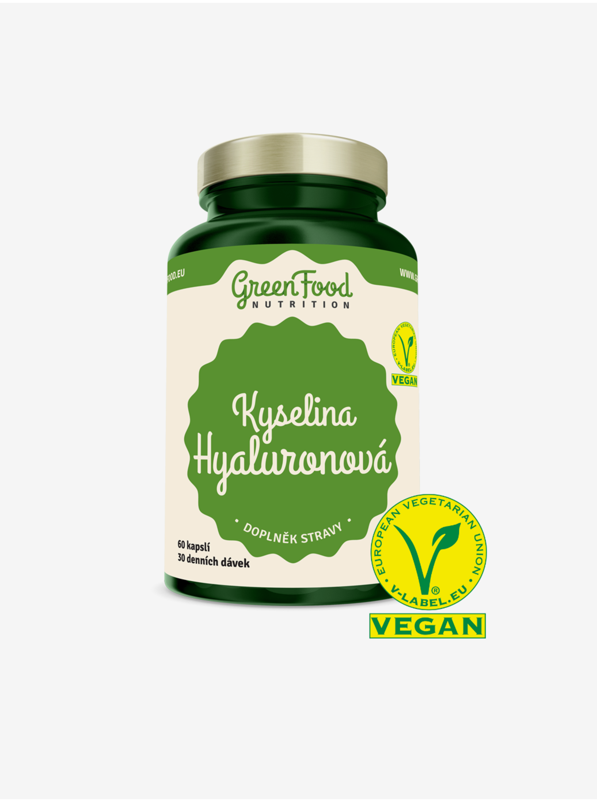 Levně GreenFood Nutrition GreenFood Kyselina hyaluronová 60 kapslí