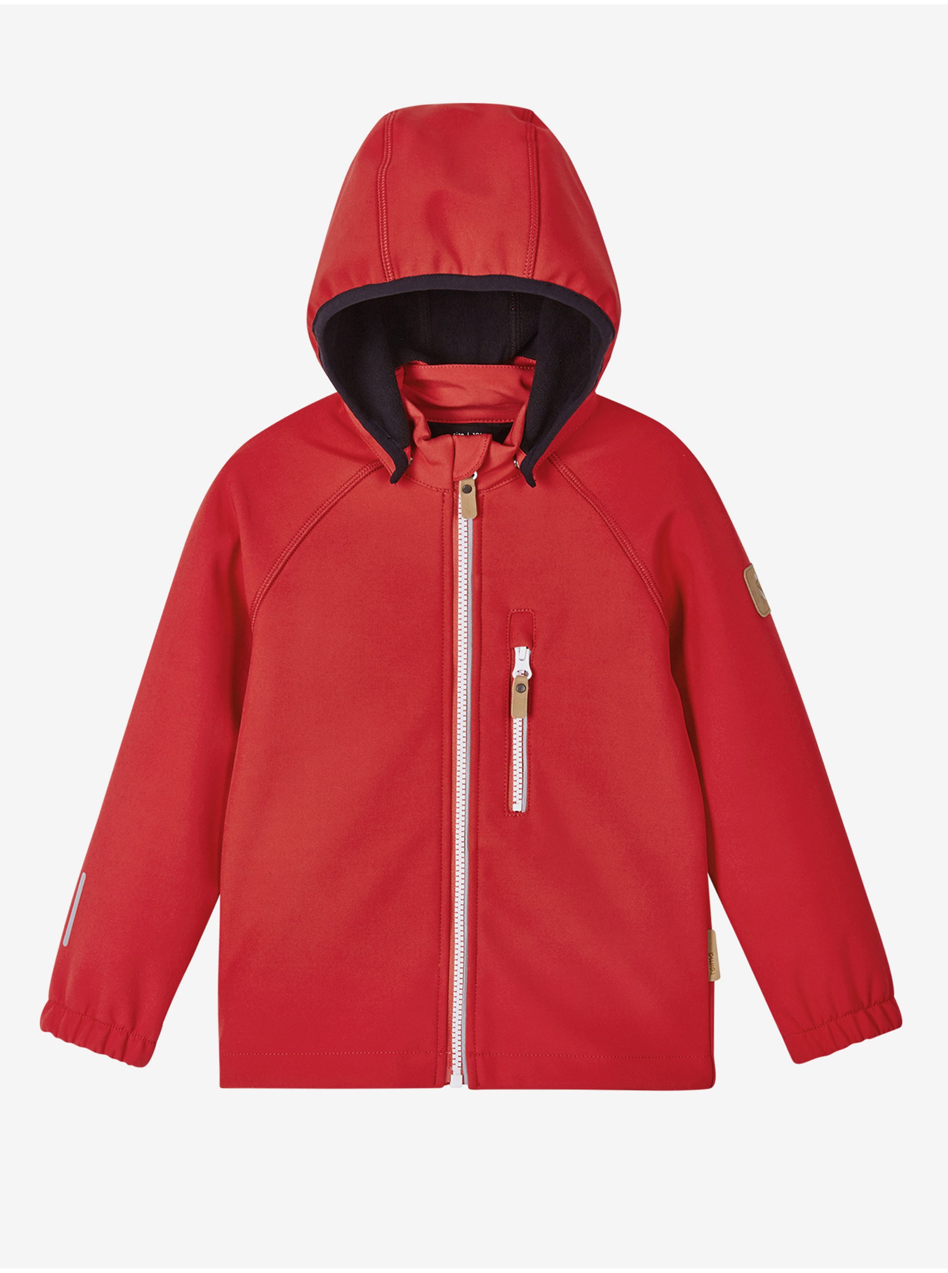 Levně Červená dětská softshellová voděodolná bunda s kapucí Reima Vantti