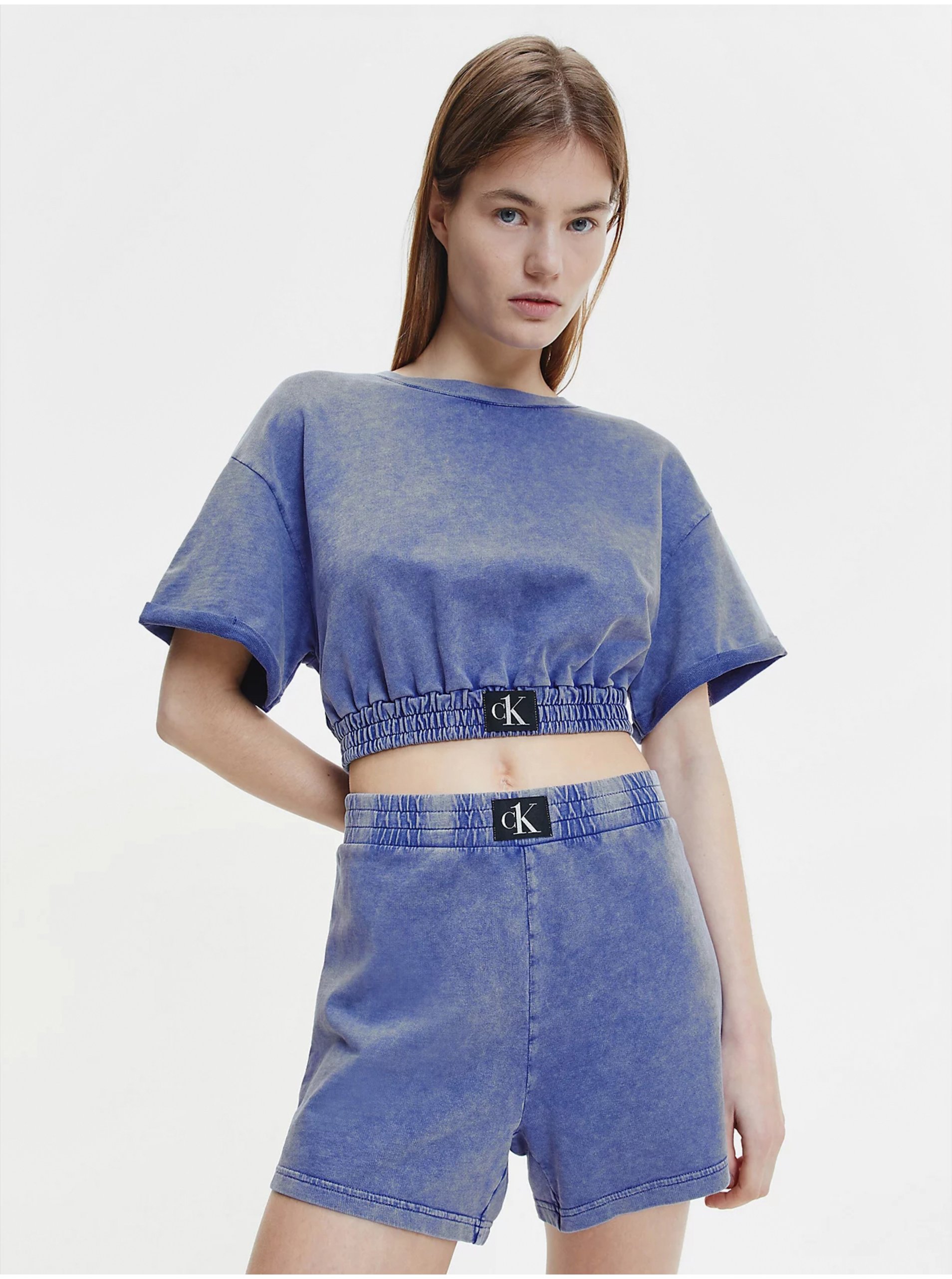 E-shop Světle modrý dámský žíhaný top Calvin Klein Jeans