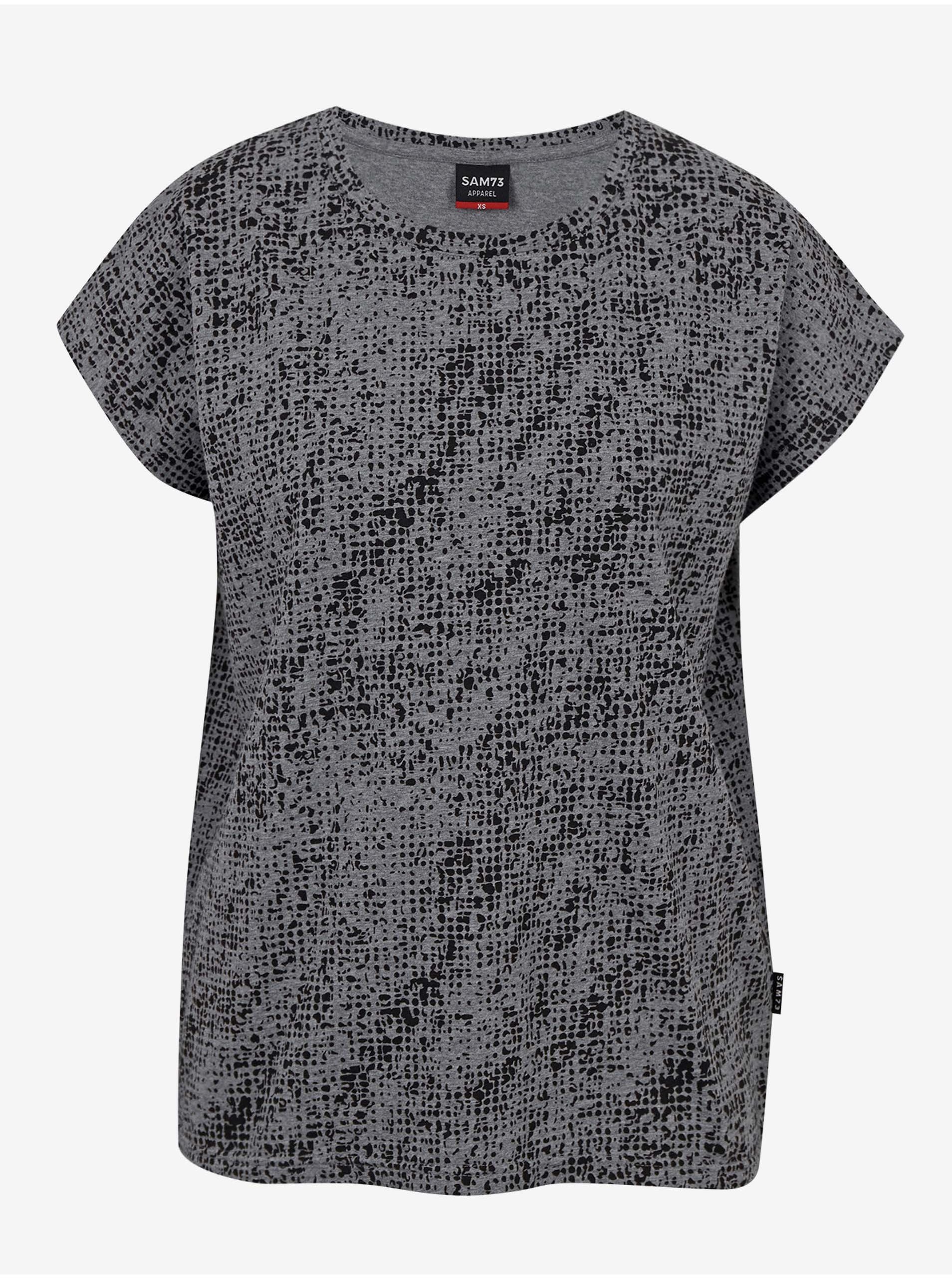 Levně Tmavě šedé dámské vzorované tričko SAM 73 Veronica