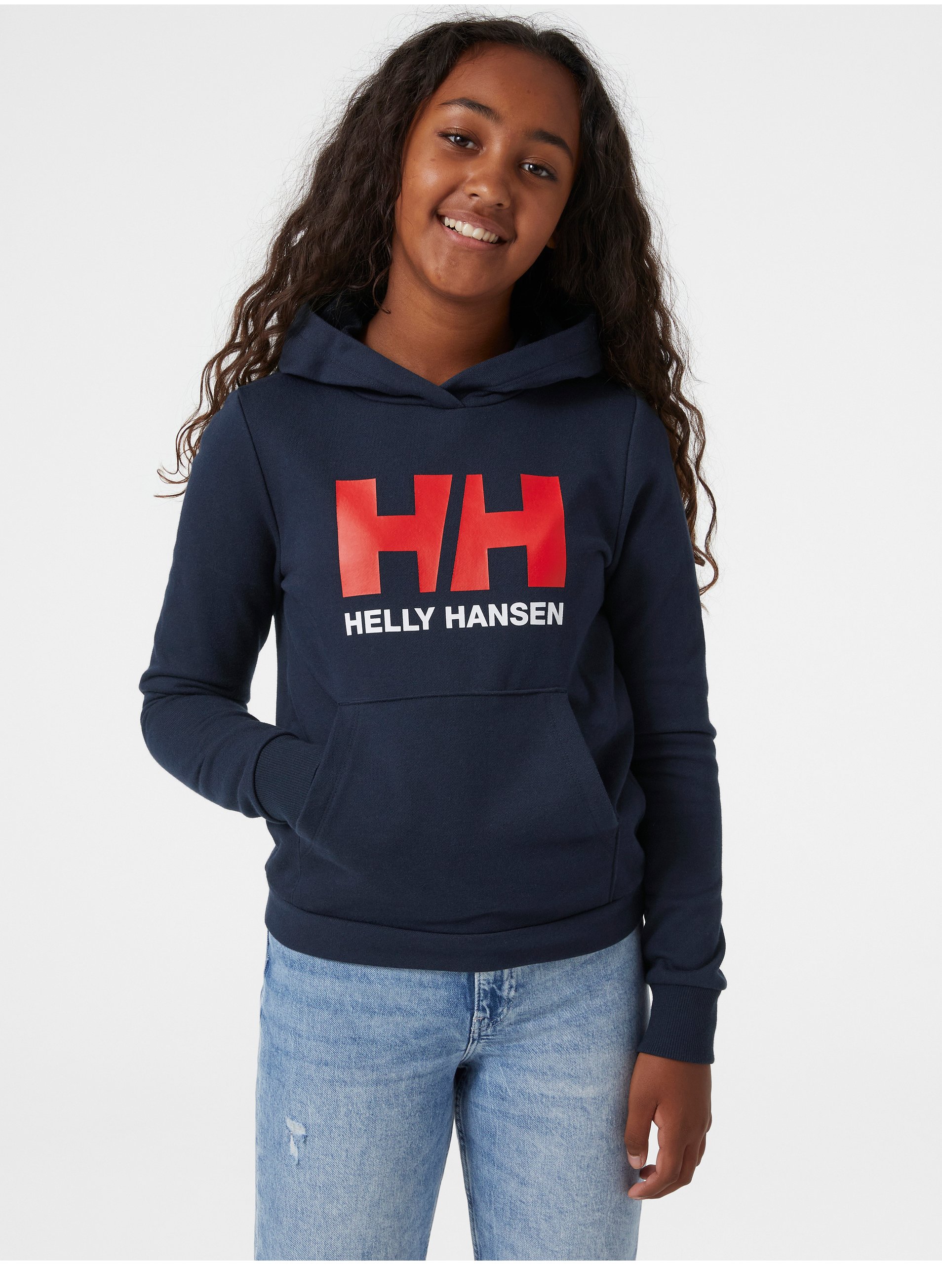 Lacno Tmavomodrá detská mikina s kapucou HELLY HANSEN