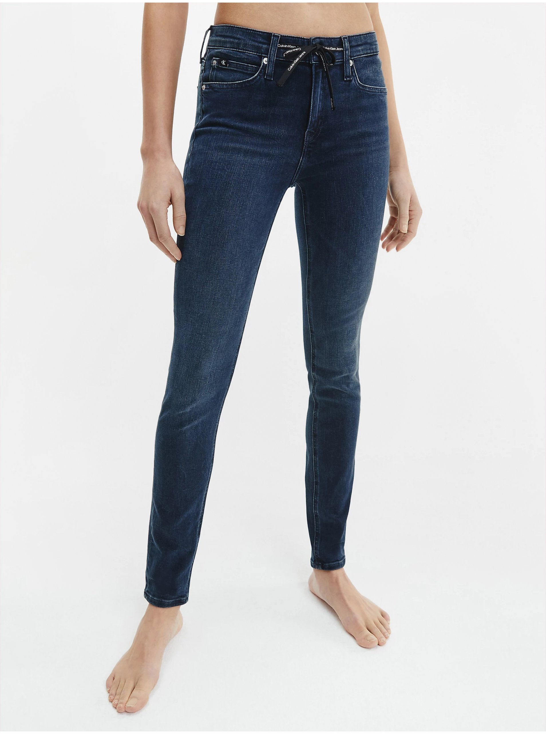 Lacno Tmavomodré dámske skinny fit rifle Calvin Klein Jeans