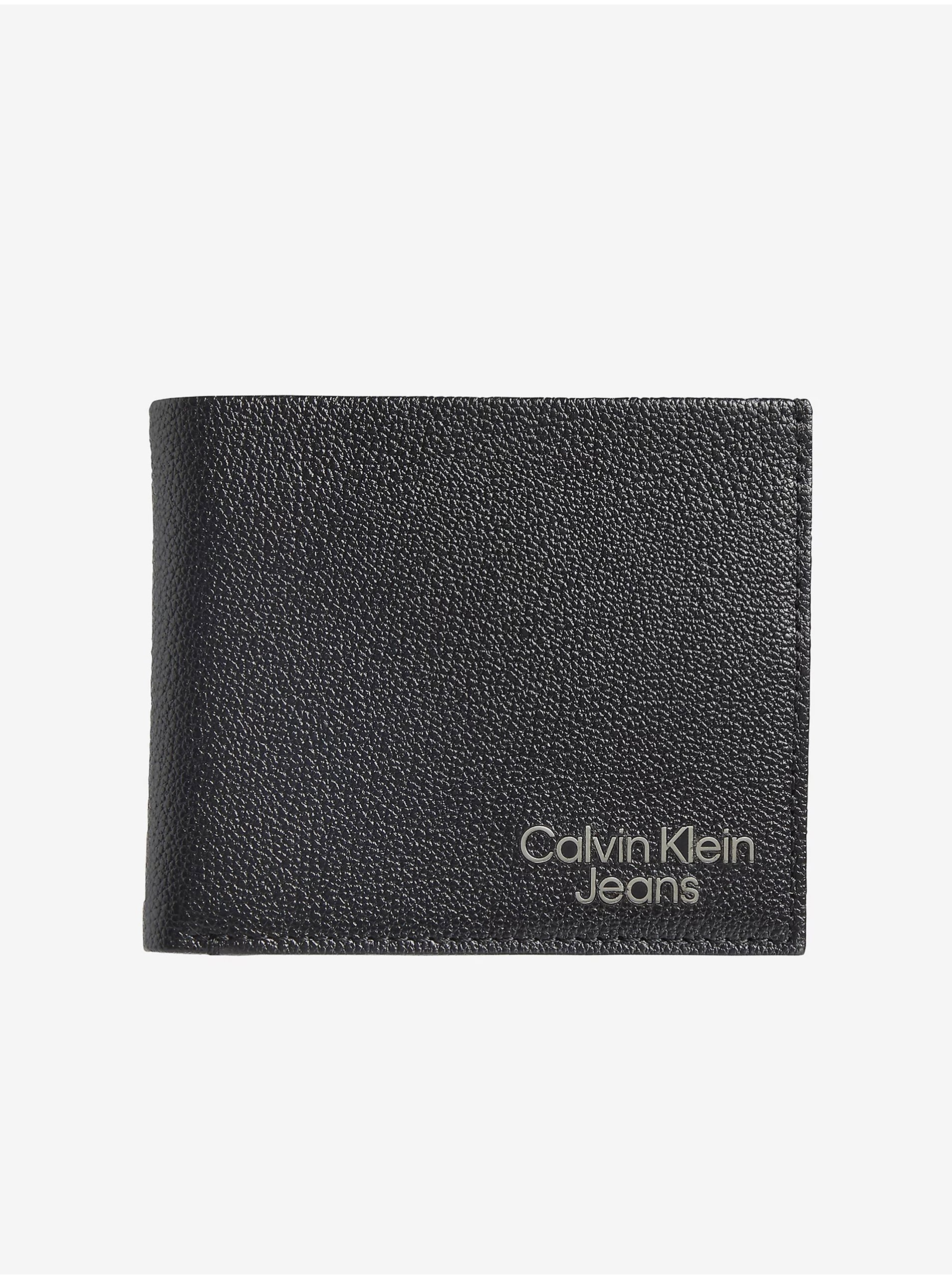 Lacno Čierna pánska kožená veľká peňaženka Calvin Klein Jeans