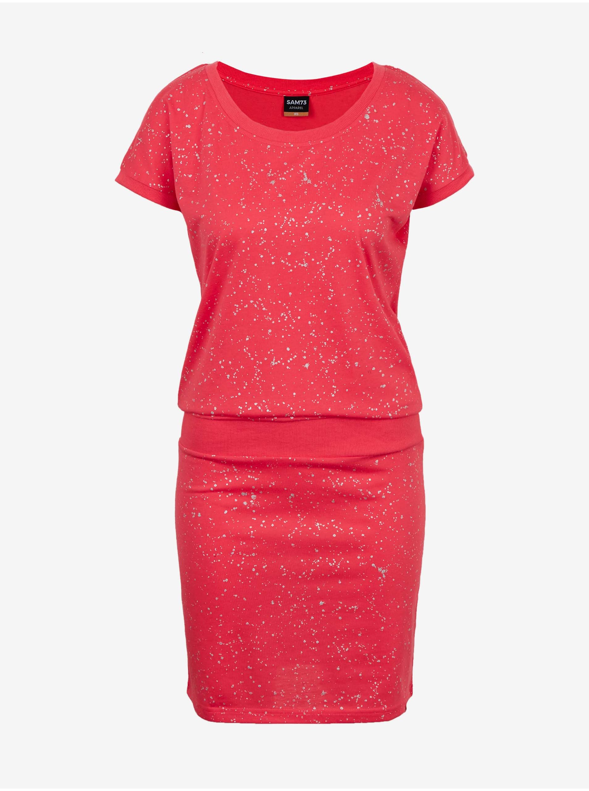 Levně Tmavě růžové dámské vzorované šaty SAM 73 Nika