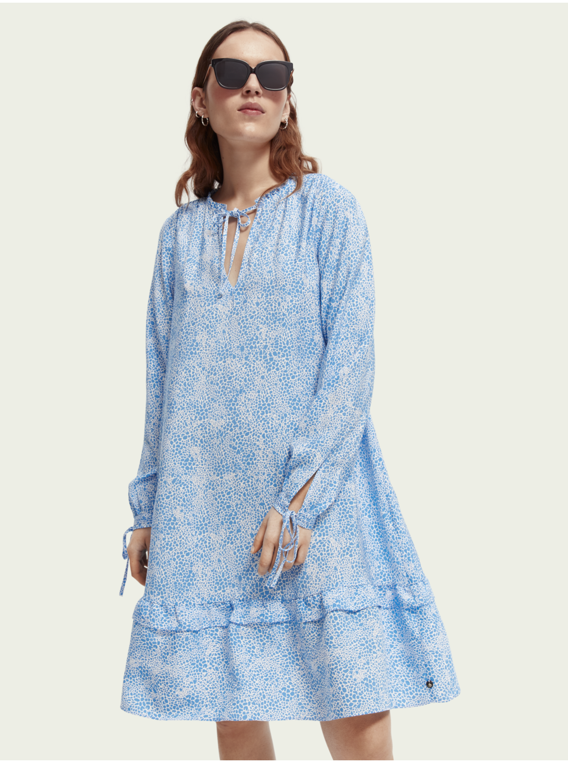 E-shop Modré dámské vzorované šaty Scotch & Soda