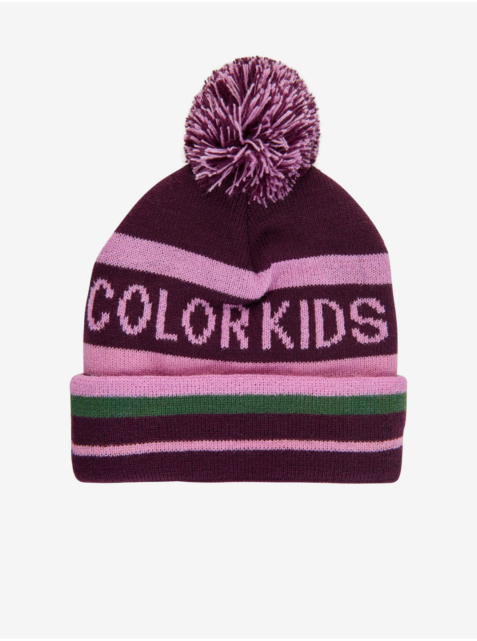 E-shop Růžovo-fialová holčičí zimní čepice s bambulí Color Kids