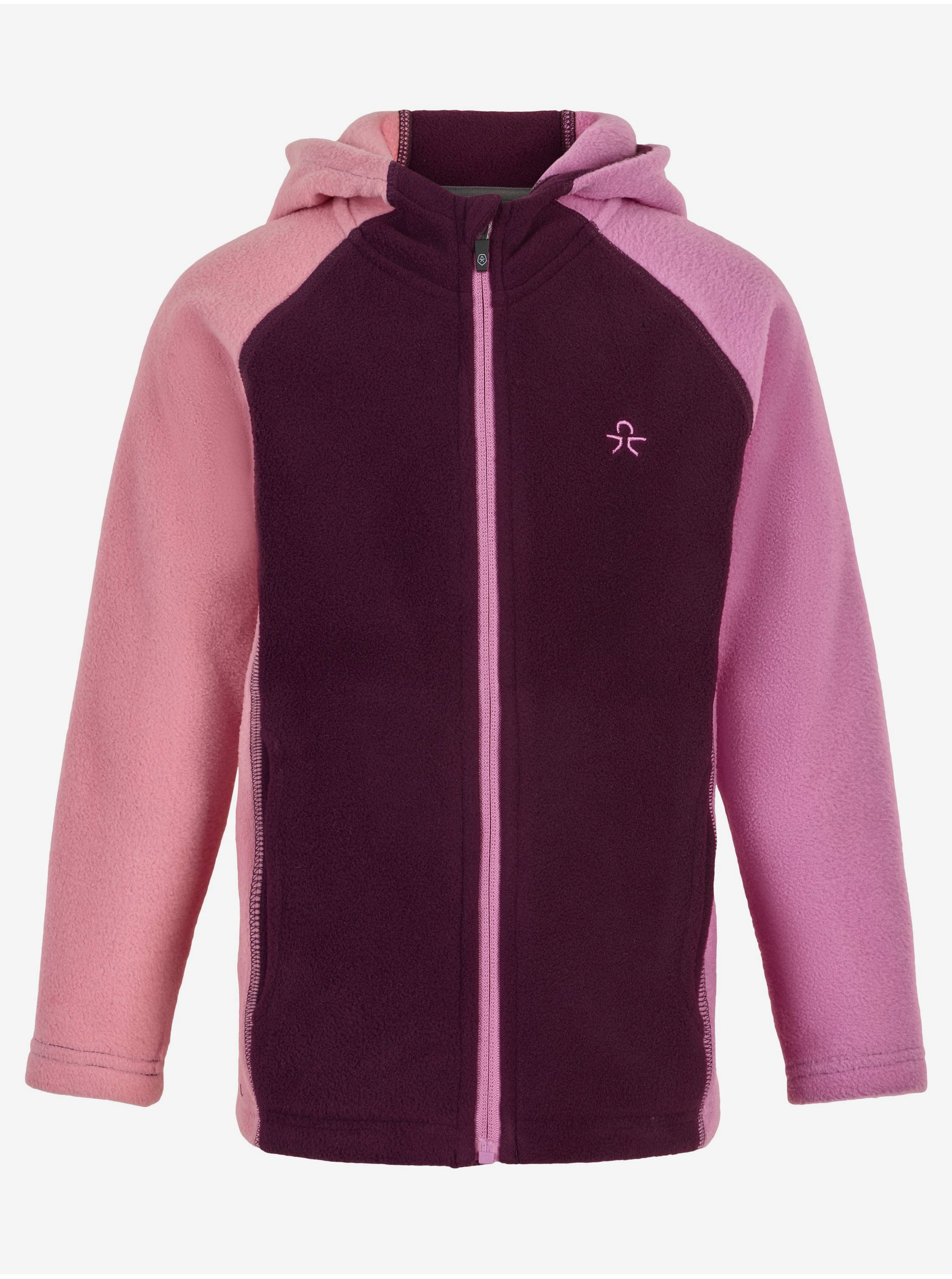 Levně Růžovo-fialová holčičí lehká bunda s kapucí Color Kids