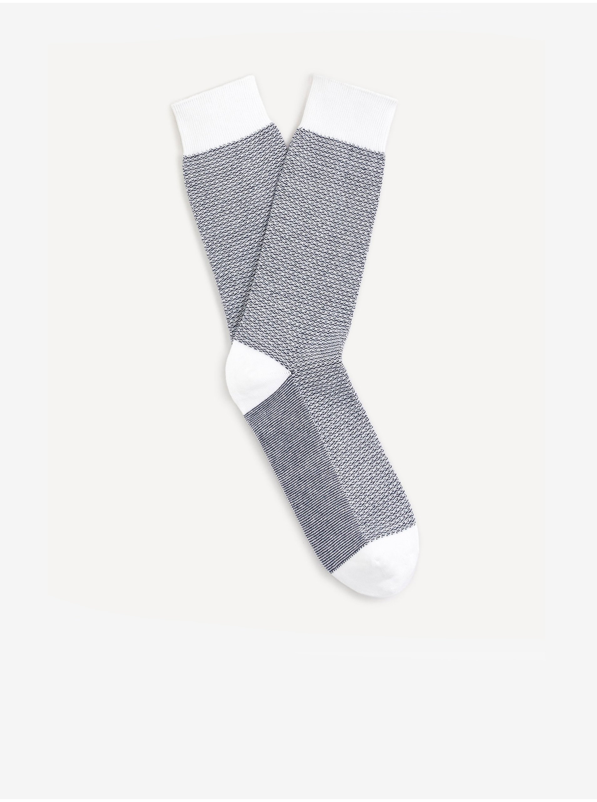 Levně Bílo-modré pánské vzorované ponožky Celio