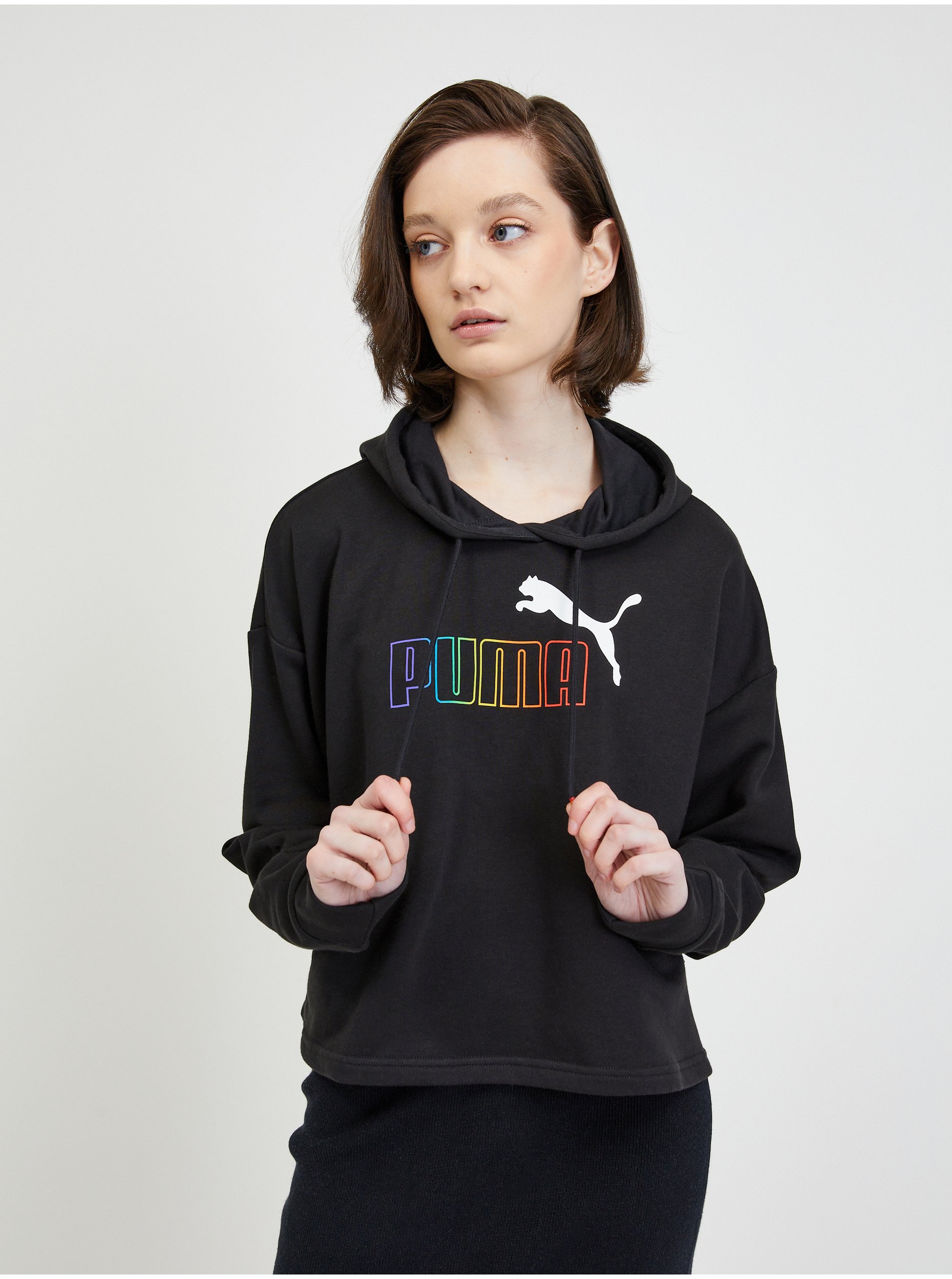 E-shop Černá dámská mikina s kapucí Puma Rainbow