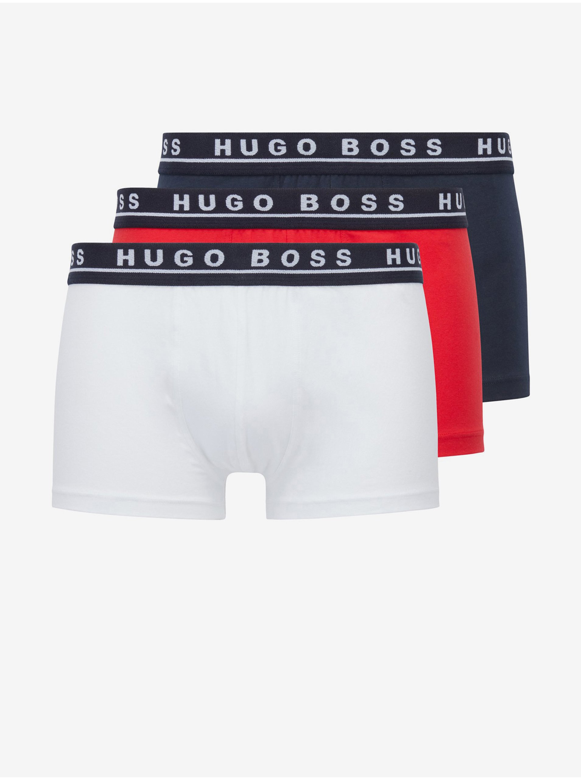 Lacno Boxerky pre mužov BOSS - červená, tmavomodrá, biela