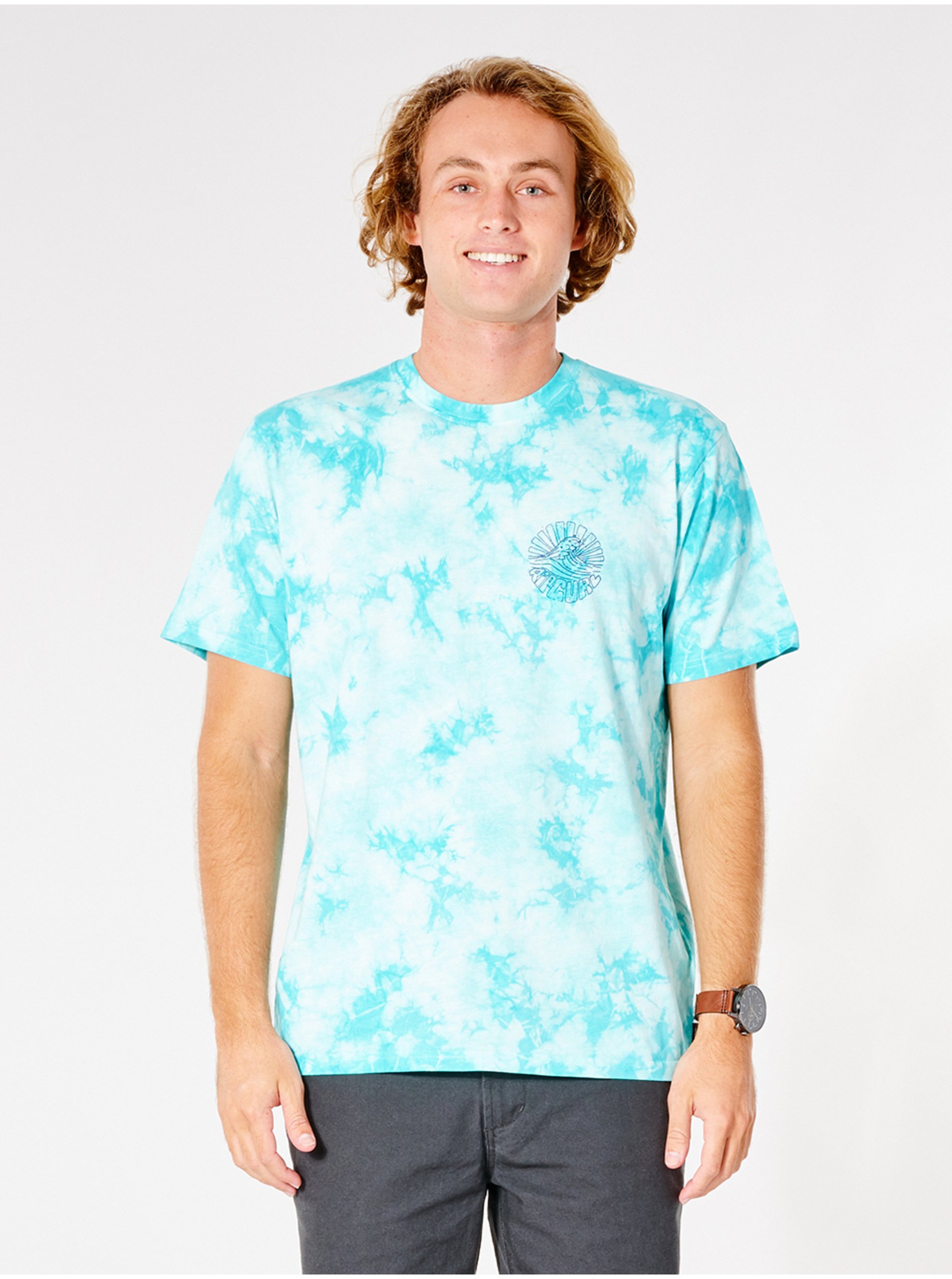 E-shop Tyrkysové pánske vzorované tričko Rip Curl