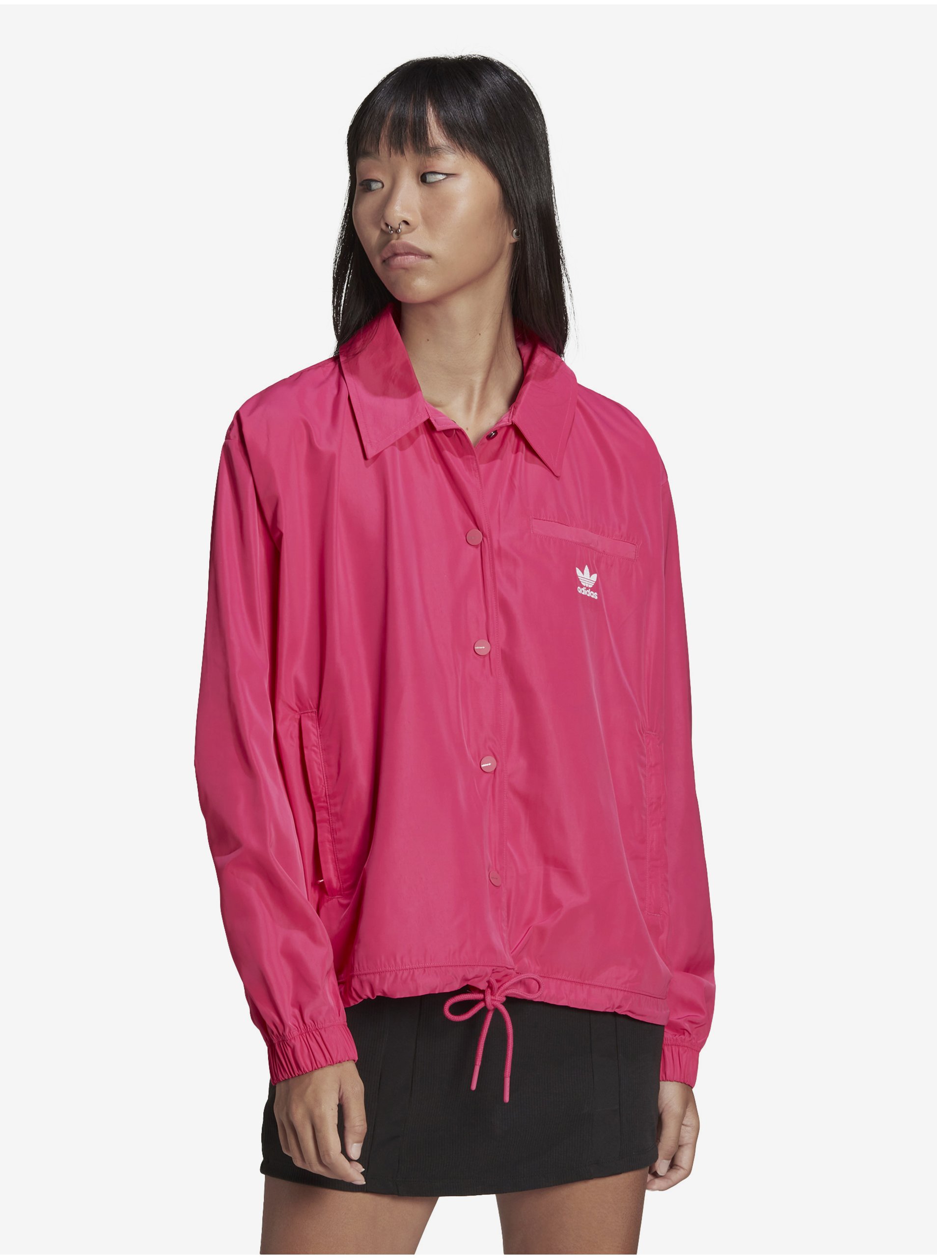 Levně Tmavě růžová dámská lehká bunda adidas Originals Windbreaker