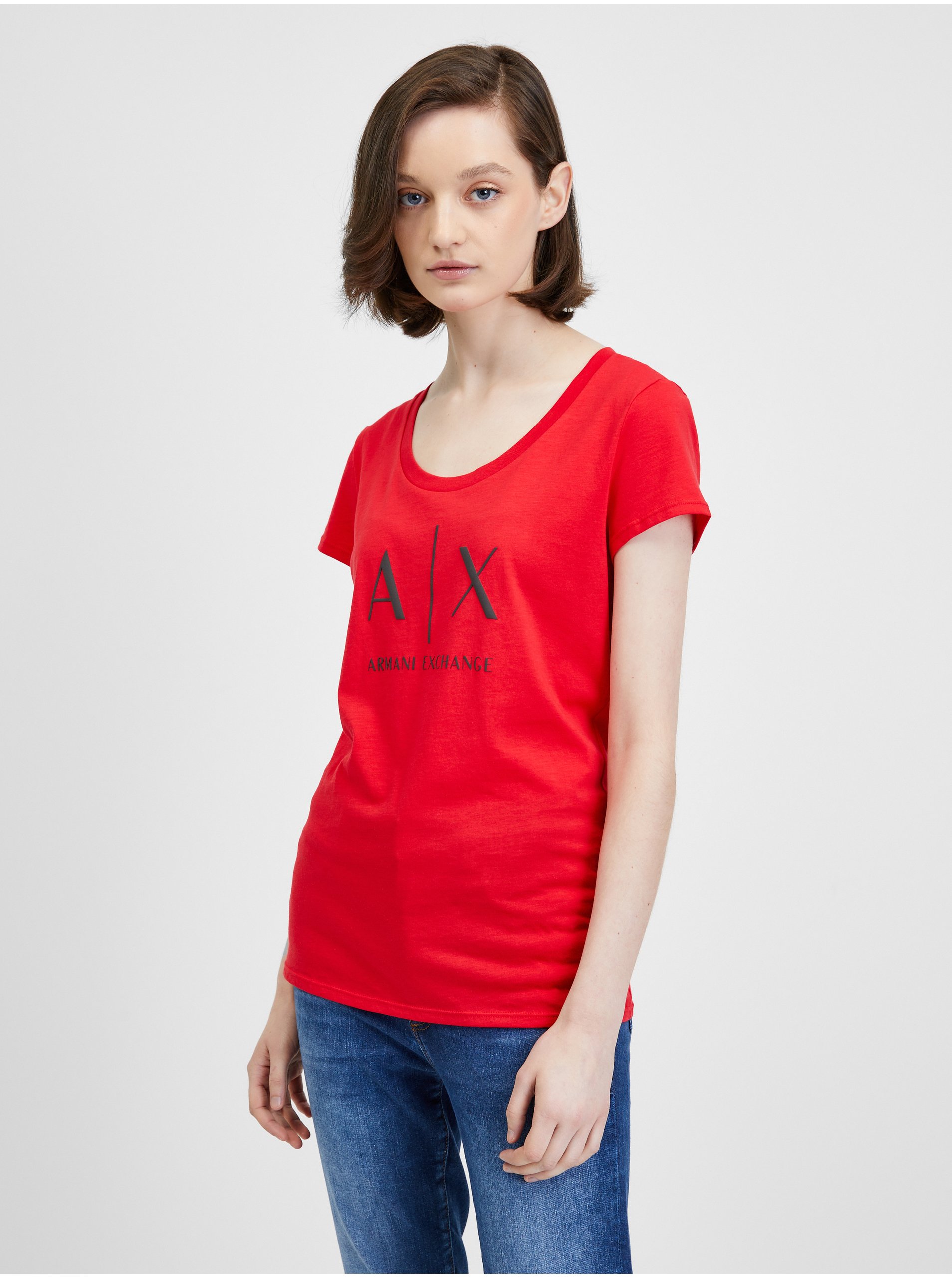 Lacno Červené dámske tričko Armani Exchange