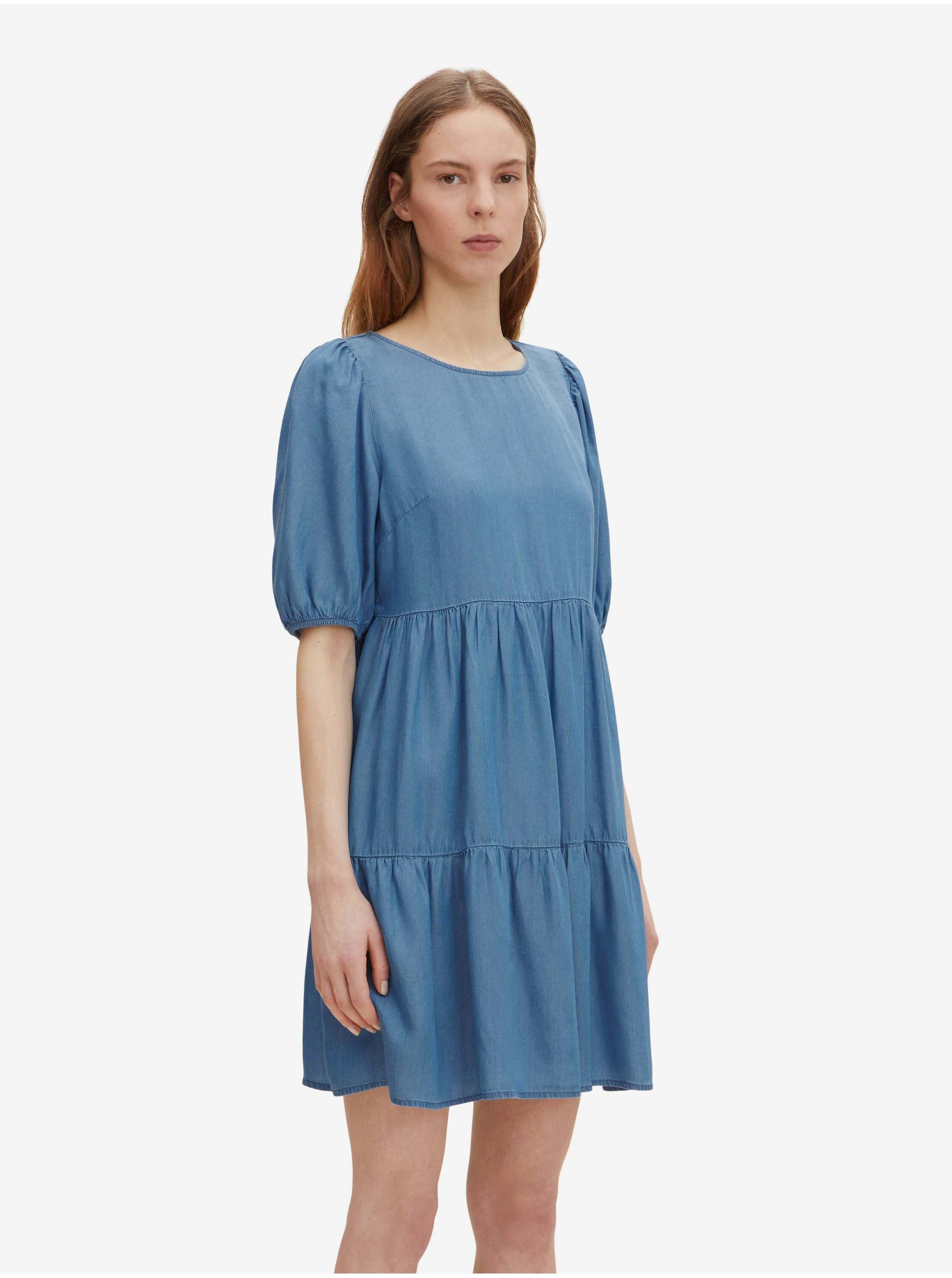 Levně Modré dámské krátké šaty Tom Tailor Denim