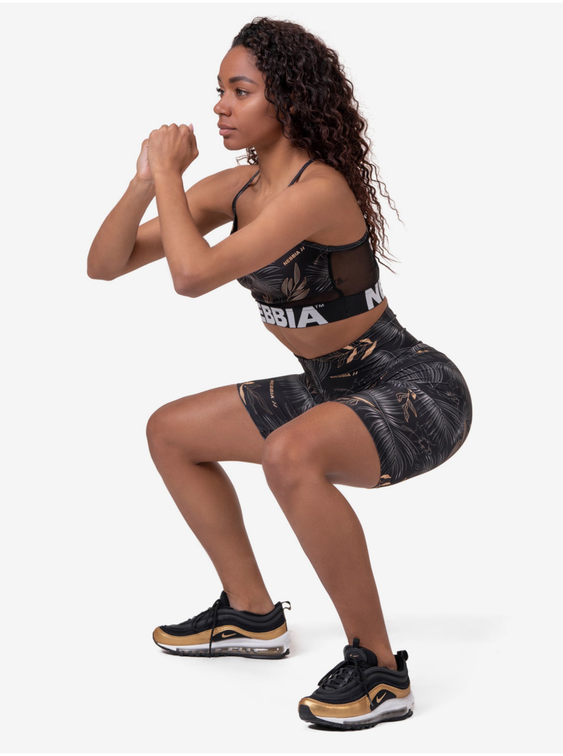 Levně Černé dámské vzorované krátké legíny Nebbia Biker Shorts
