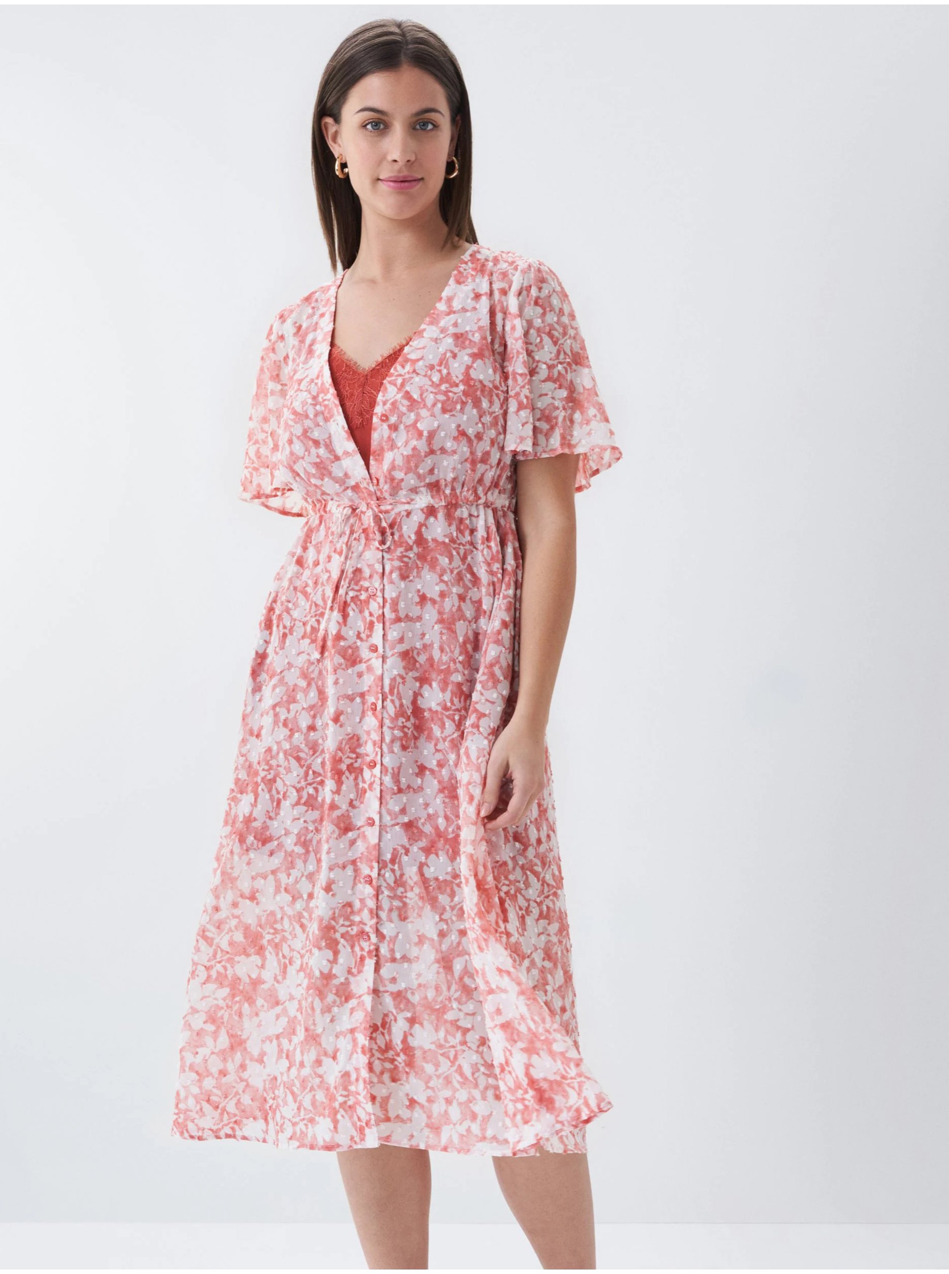 Levně Růžové dámské vzorované košilové šaty Salsa Jeans Loveland