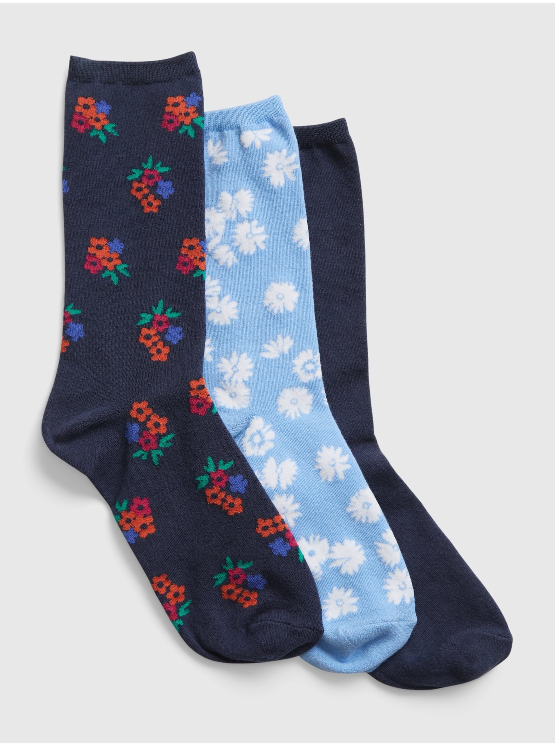 E-shop Tmavě modré dámské vysoké ponožky crew GAP, 3páry