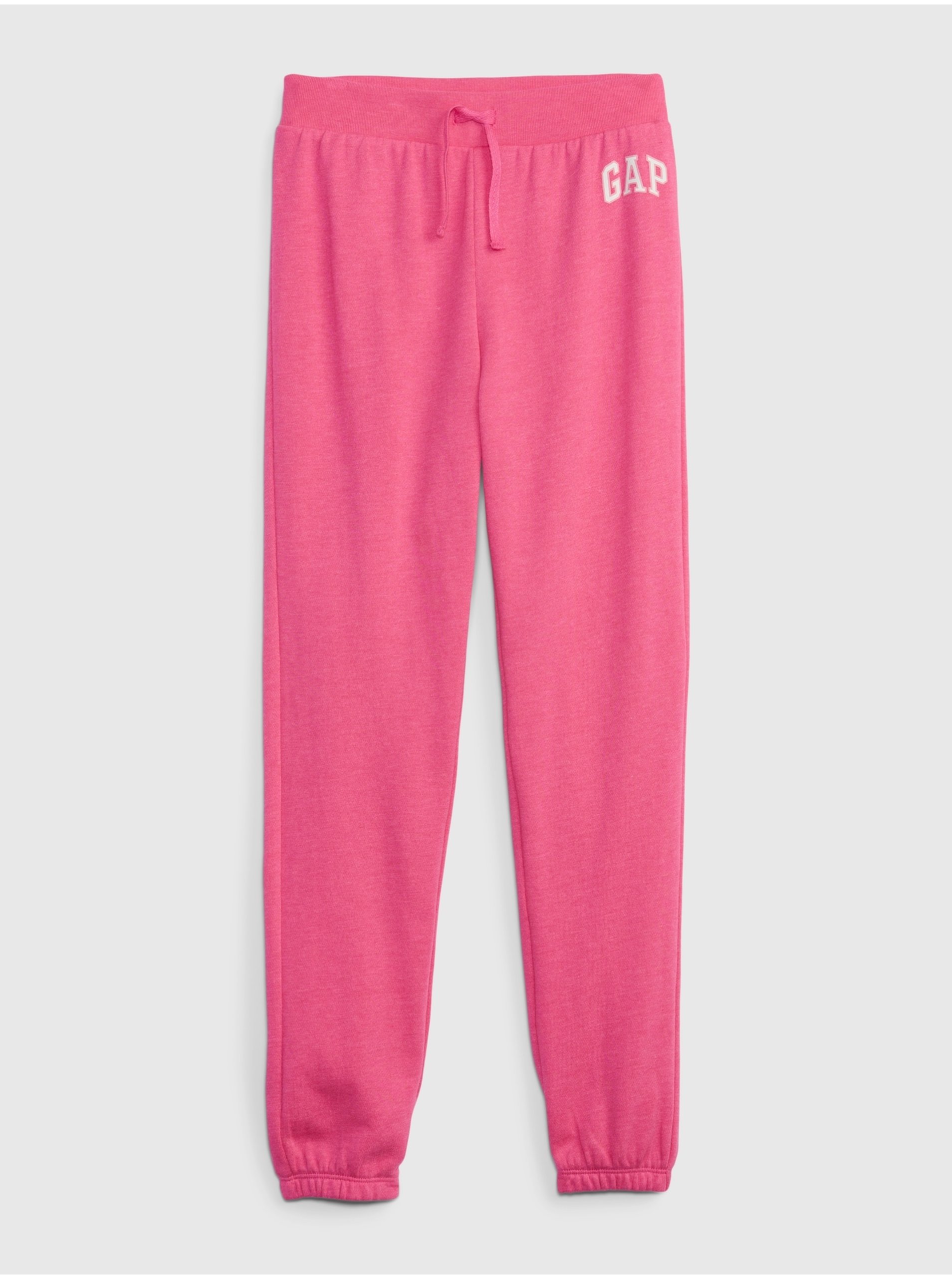 E-shop Růžové holčičí tepláky jogger logo GAP french terry