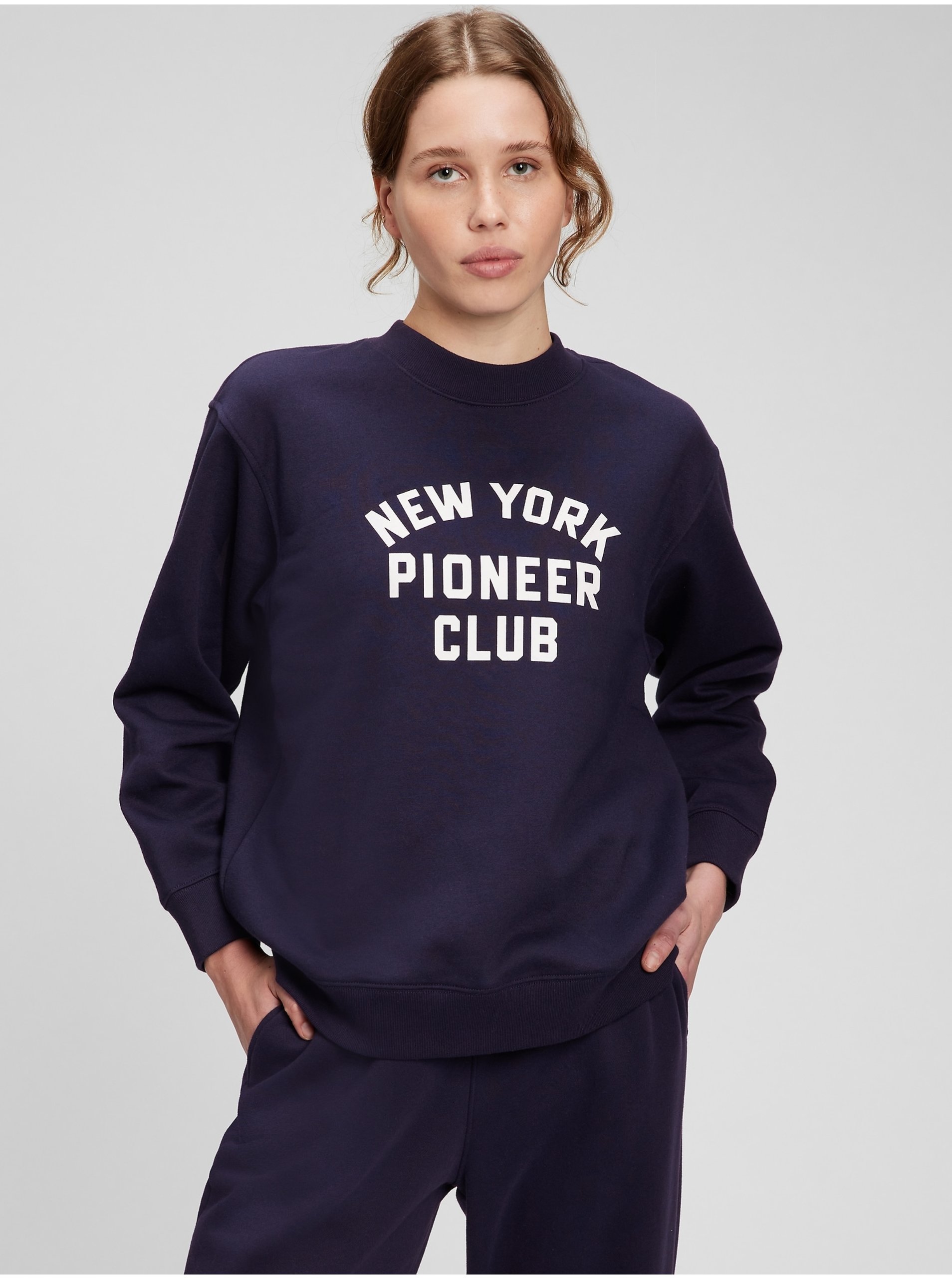 E-shop Tmavě modrá dámská mikina GAP New York pioneer club