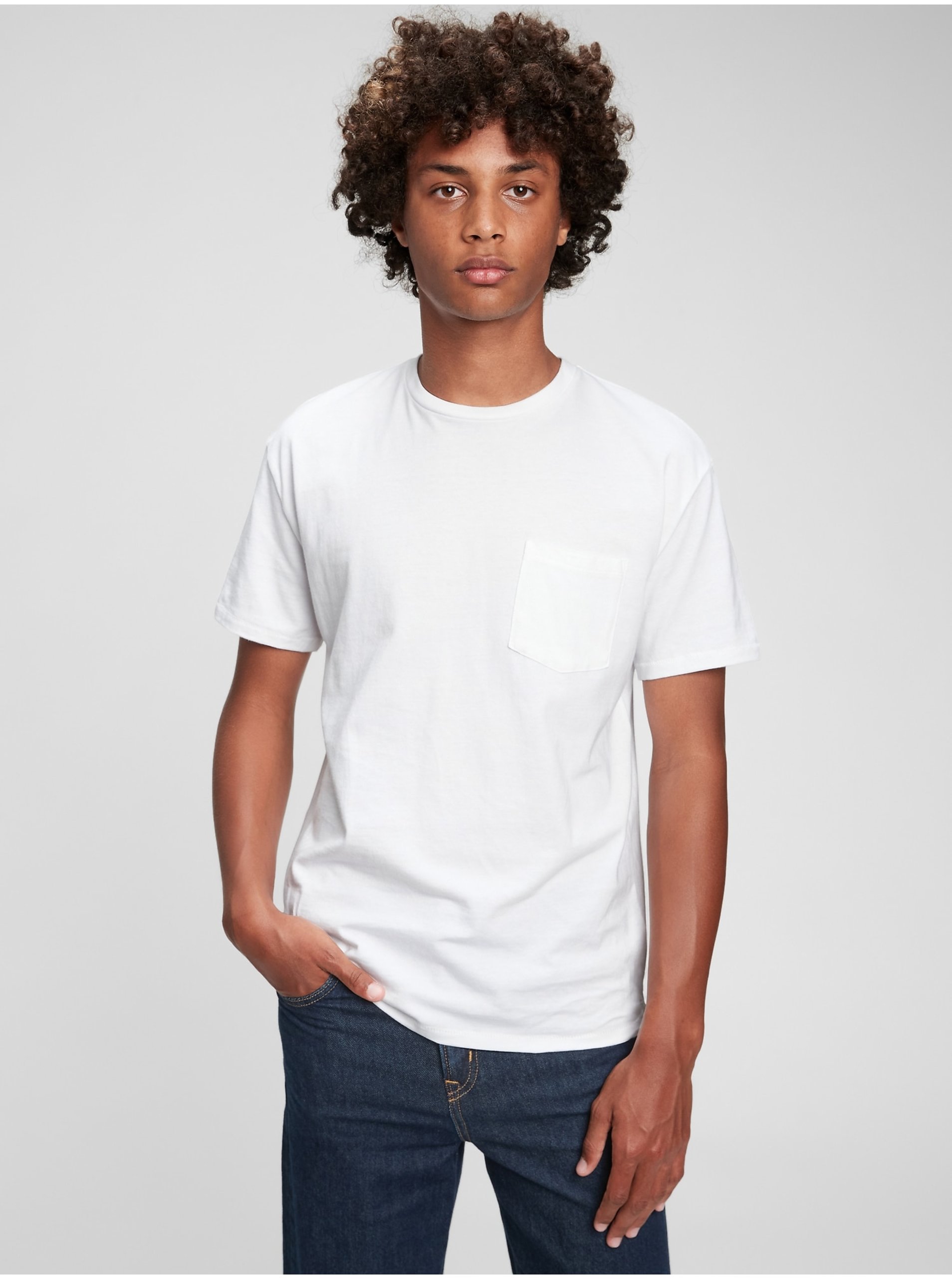 Levně Bílé klučičí tričko GAP Teen z organické bavlny