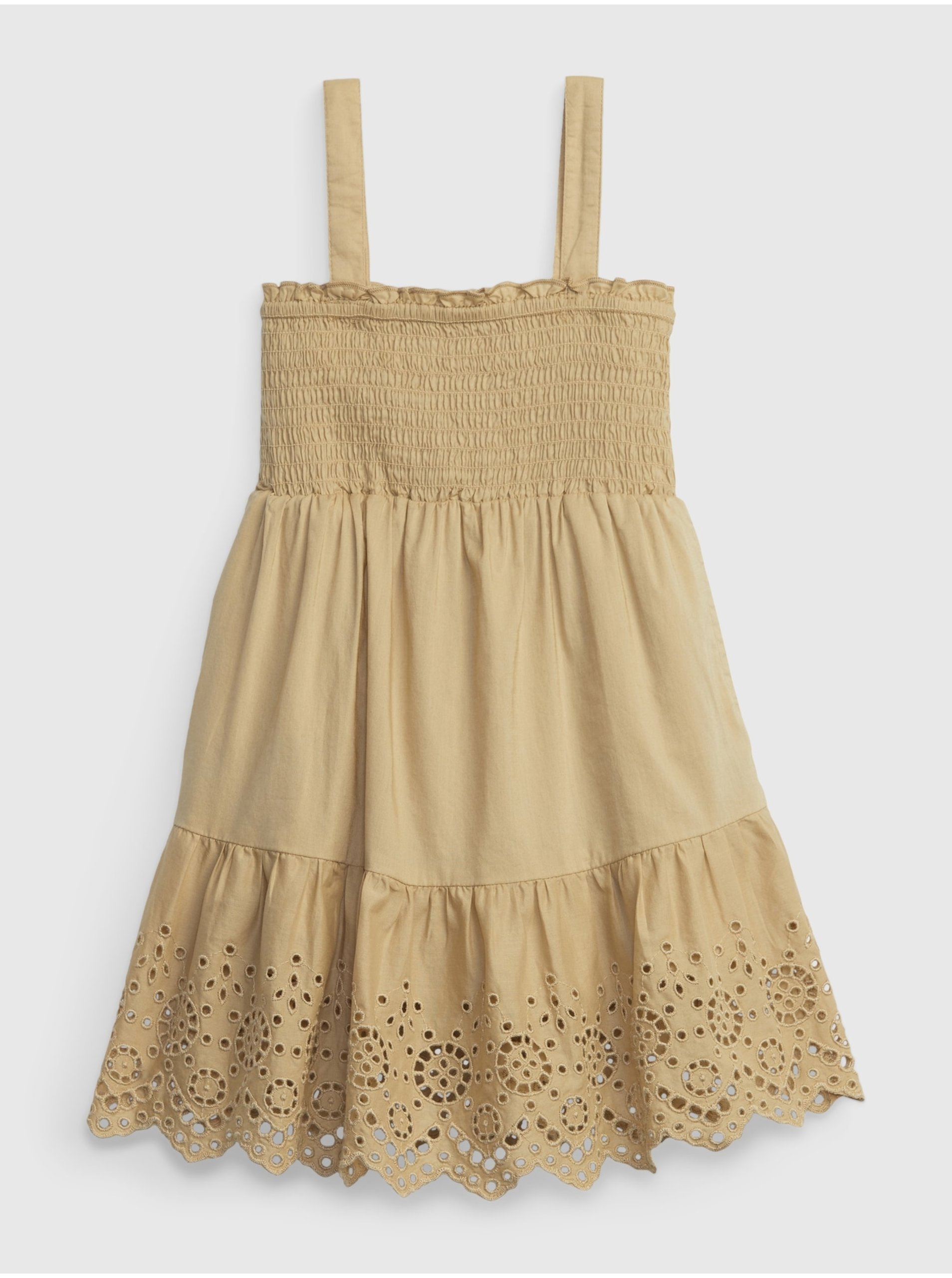 Lacno Béžové dievčenské midi šaty s madeirou GAP