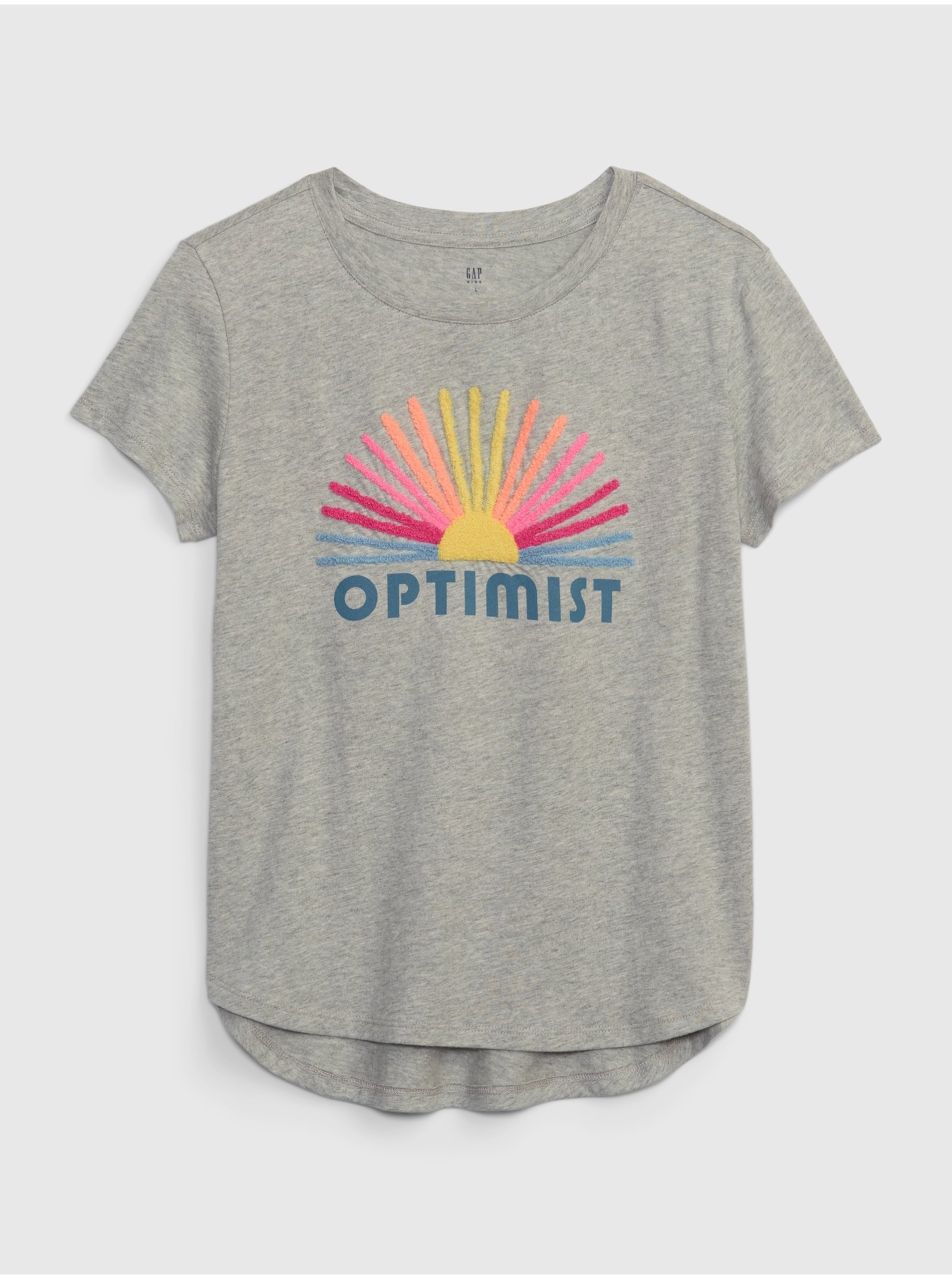 Levně Šedé holčičí tričko GAP Optimist