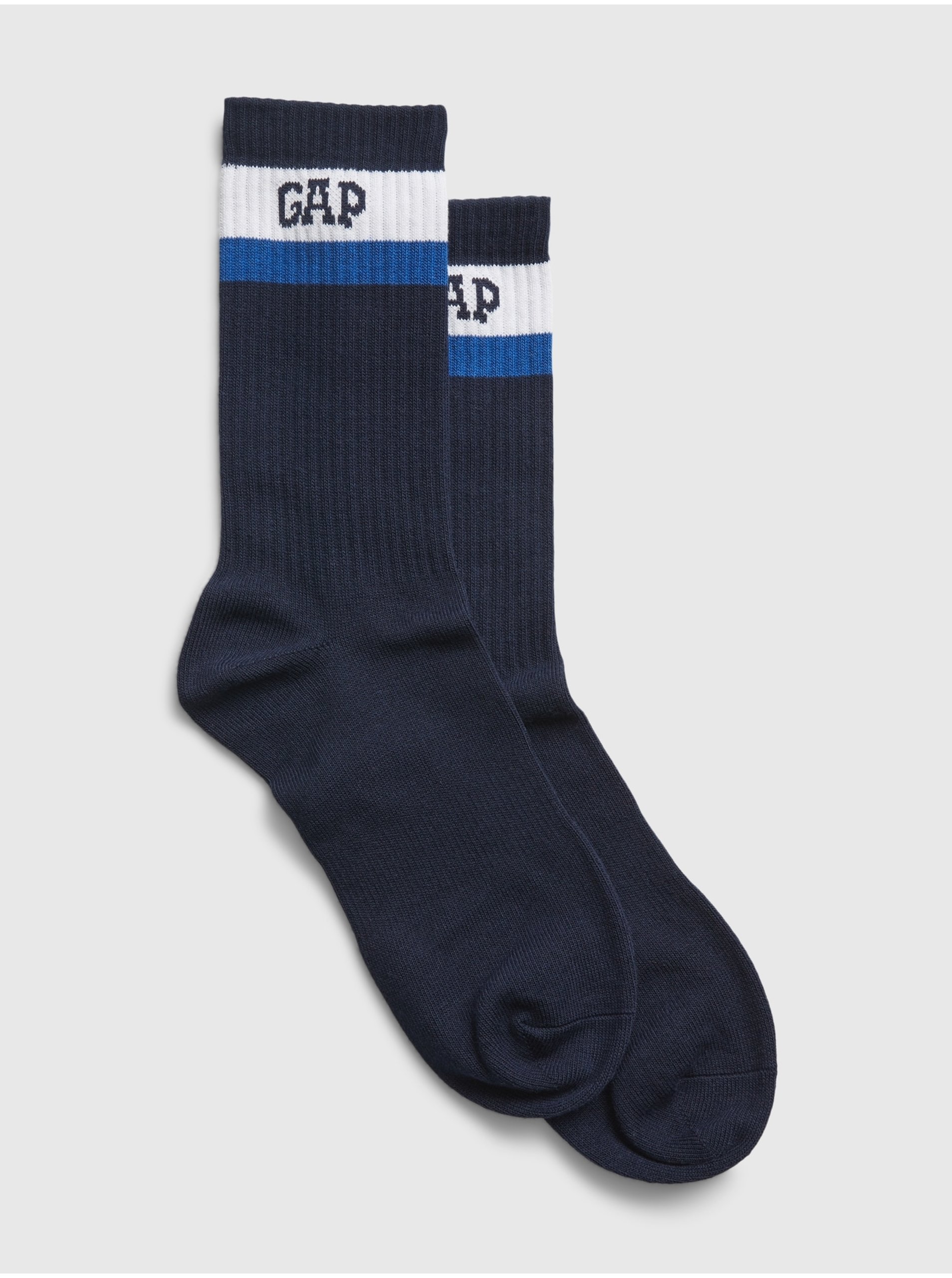 Levně Tmavě modré pánské vysoké ponožky GAP athletic