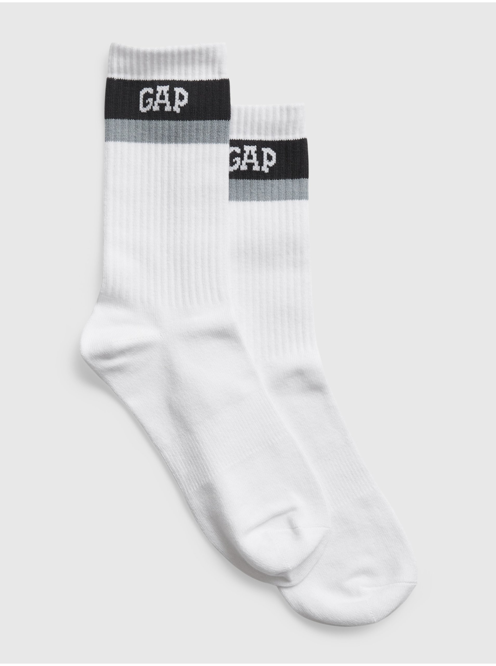 E-shop Bílé pánské vysoké ponožky GAP athletic