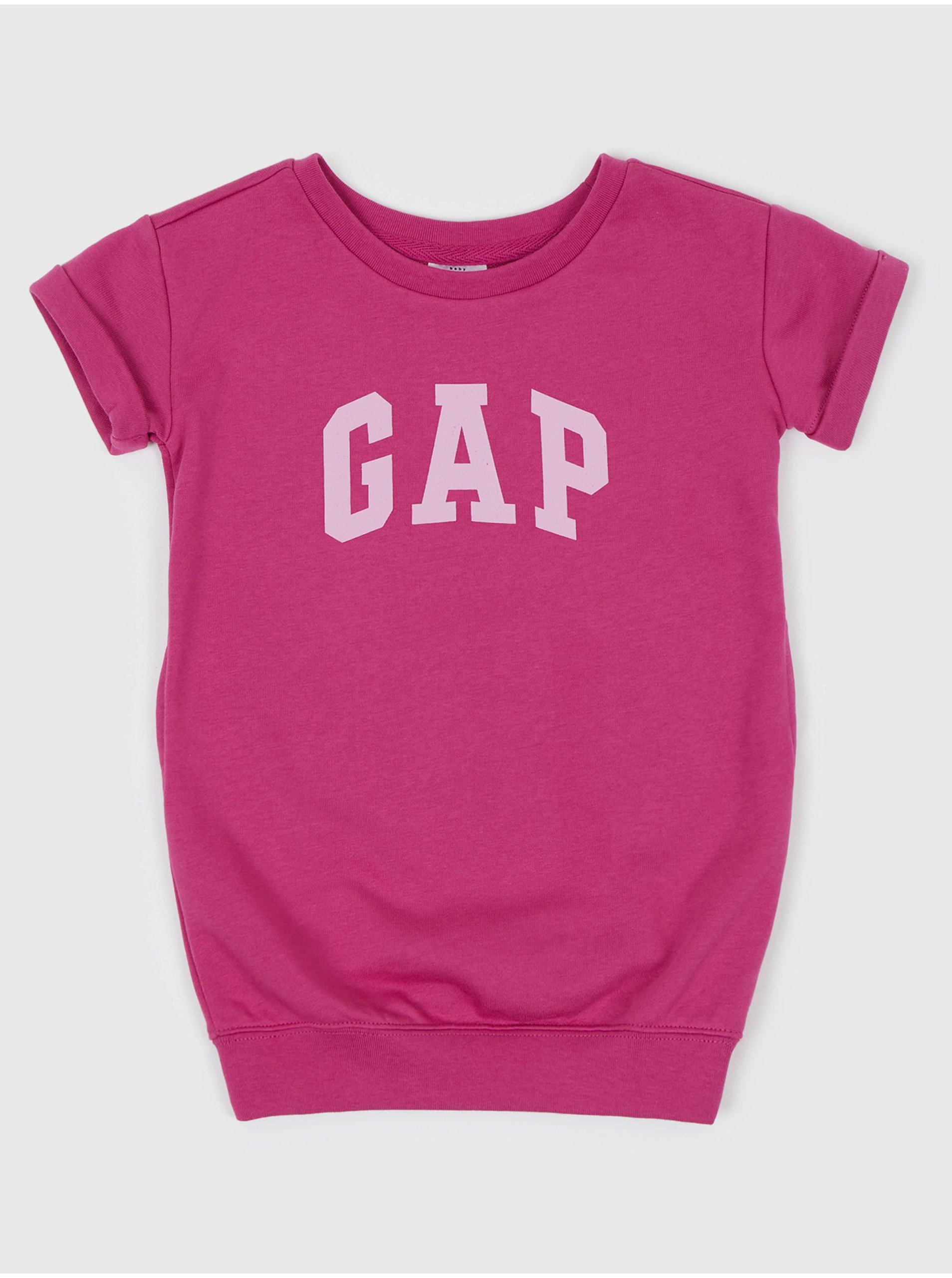 Lacno Ružové dievčenské mikinové šaty s logom GAP