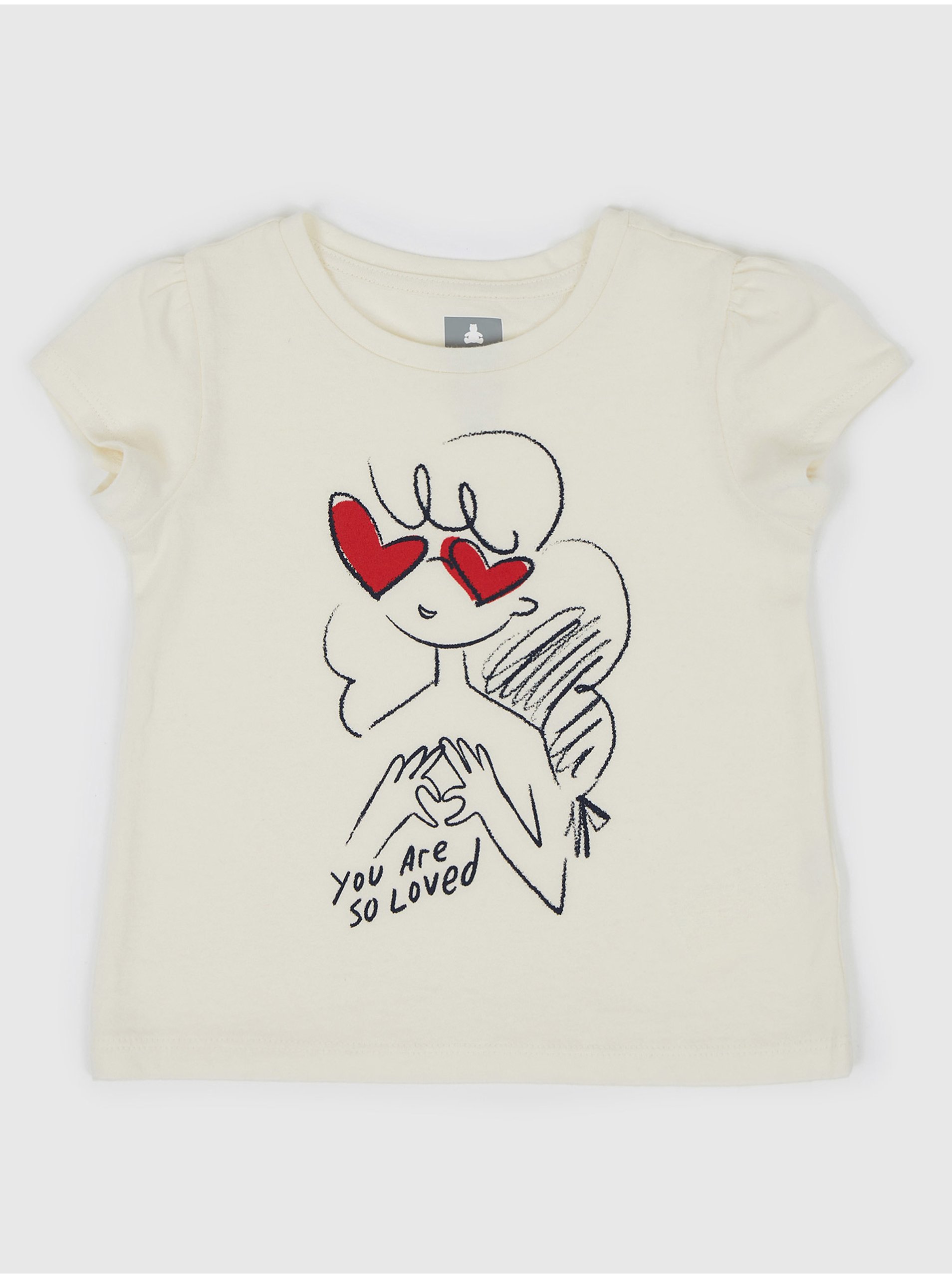 Lacno Smotanové dievčenské tričko s potlačou GAP