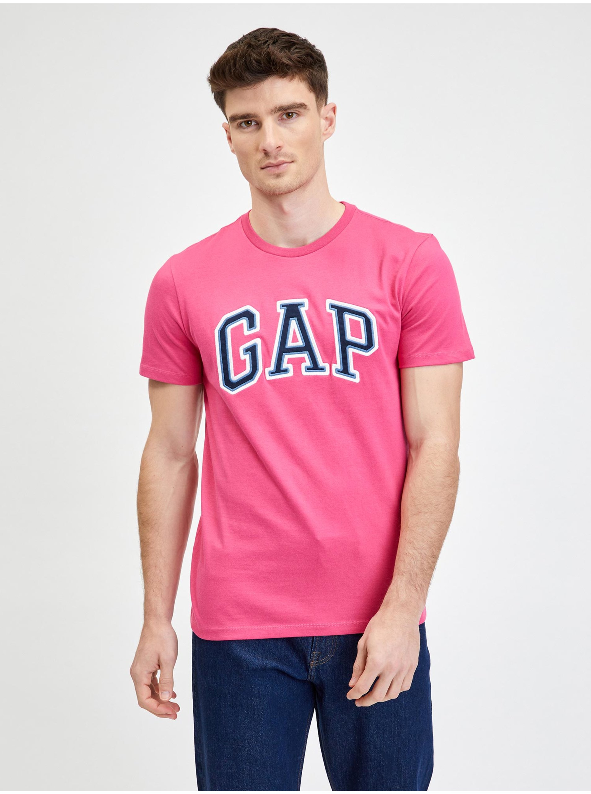 Levně Růžové pánské tričko s logem GAP