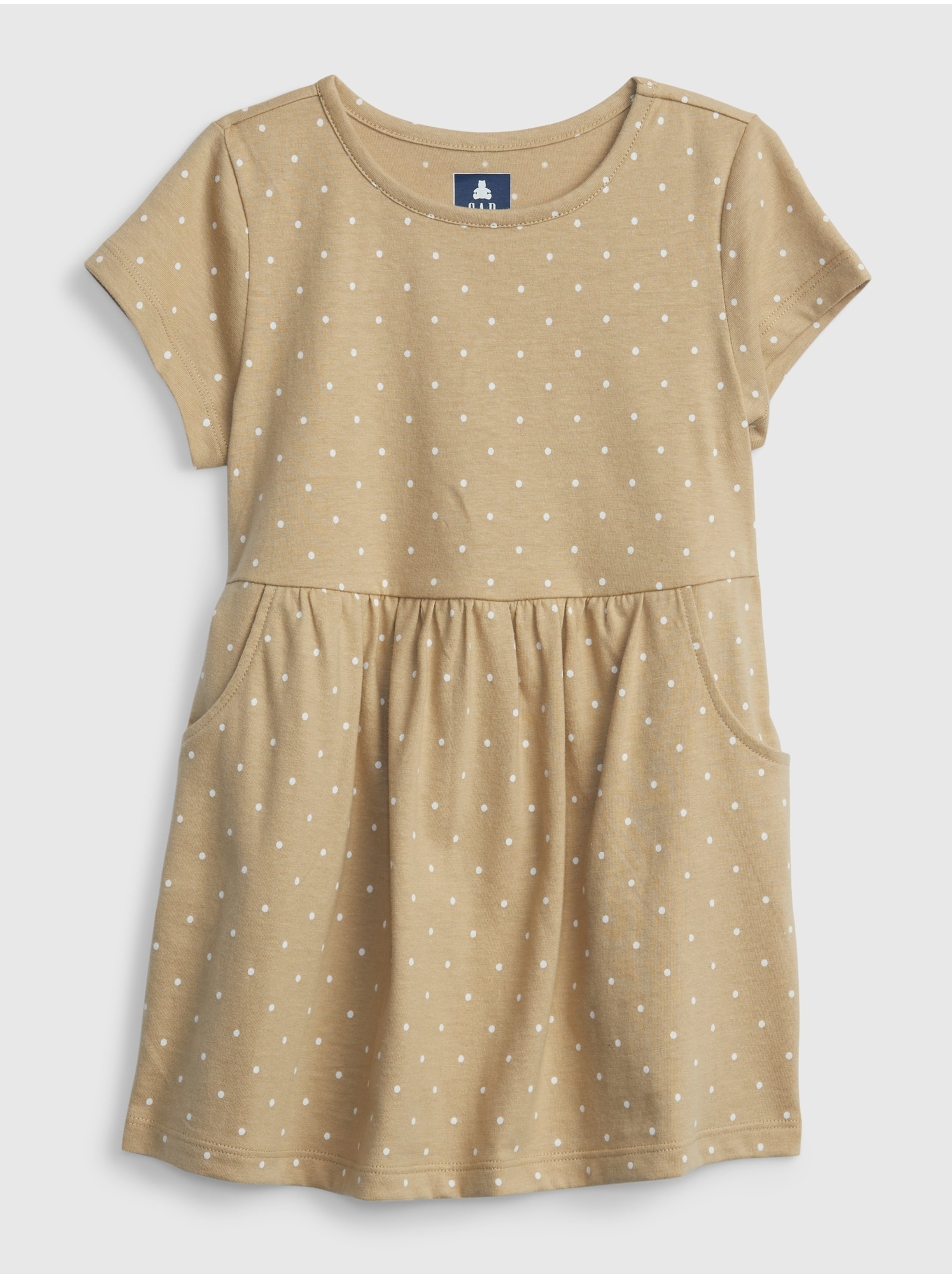 Lacno Béžové dievčenské šaty organic s vreckami GAP