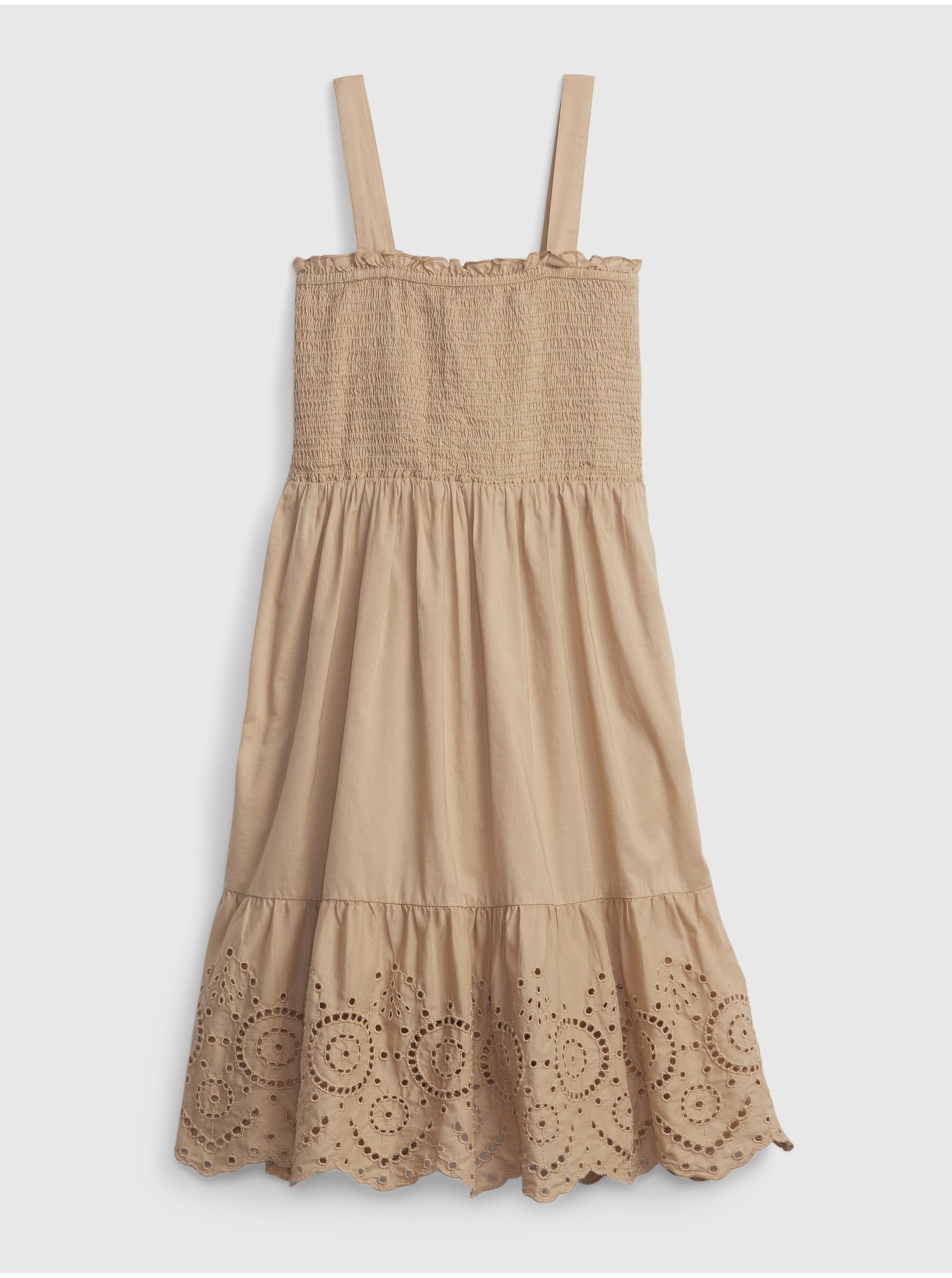 Lacno Béžové dievčenské šaty s madeirou GAP