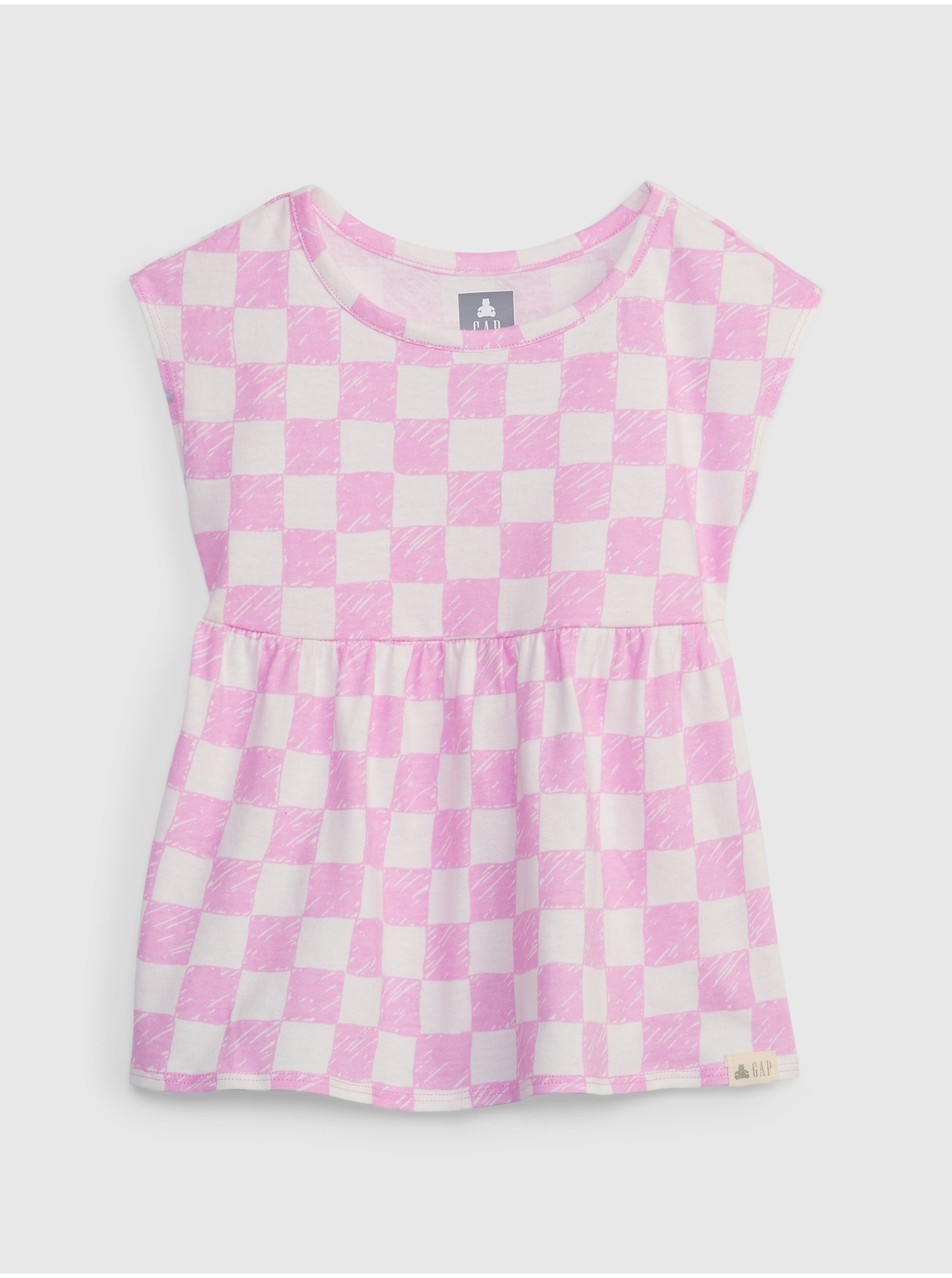 E-shop Růžový holčičí top šachovnice organic GAP