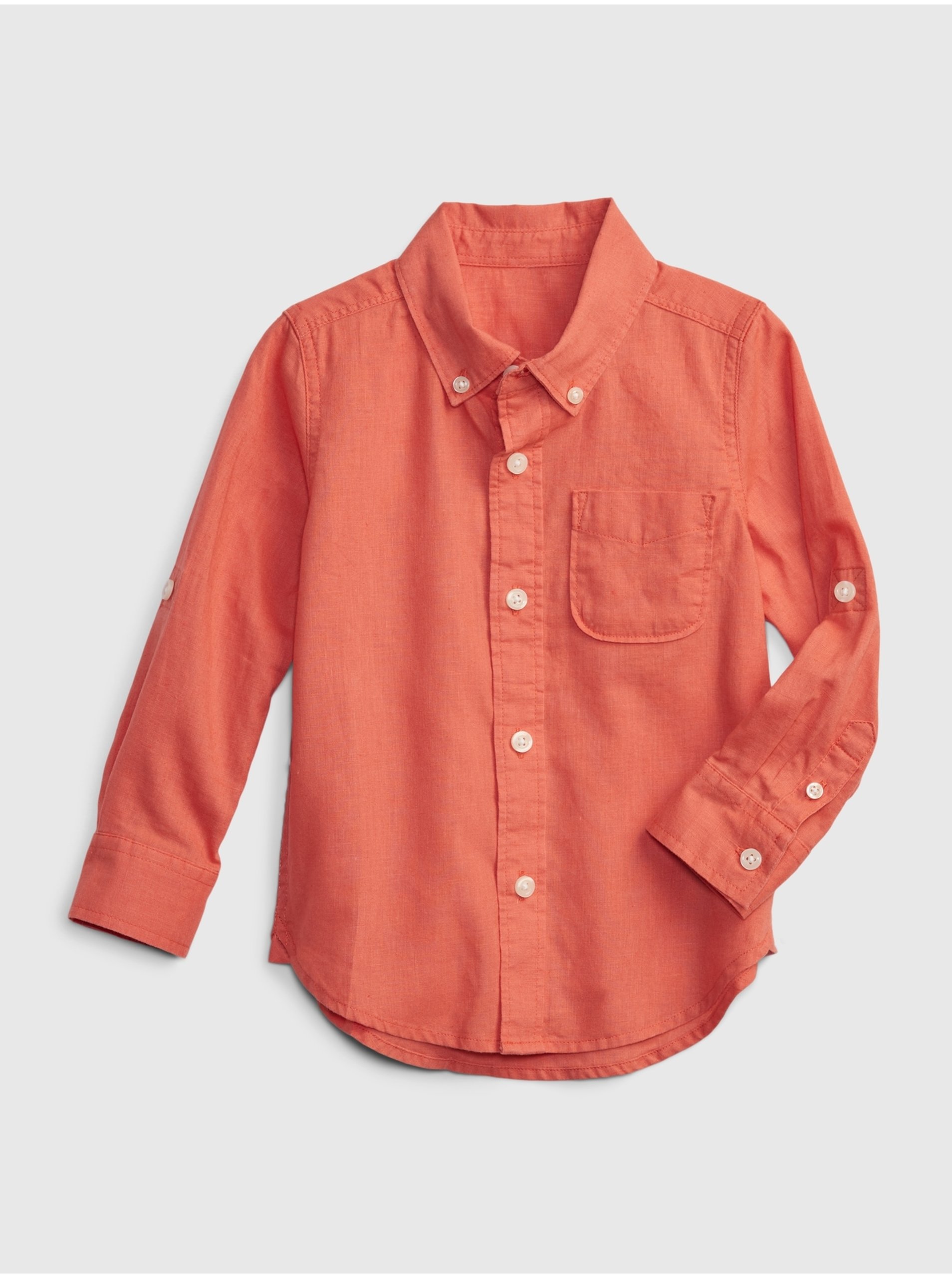 Levně Oranžová klučičí košile z bavlny a lnu GAP