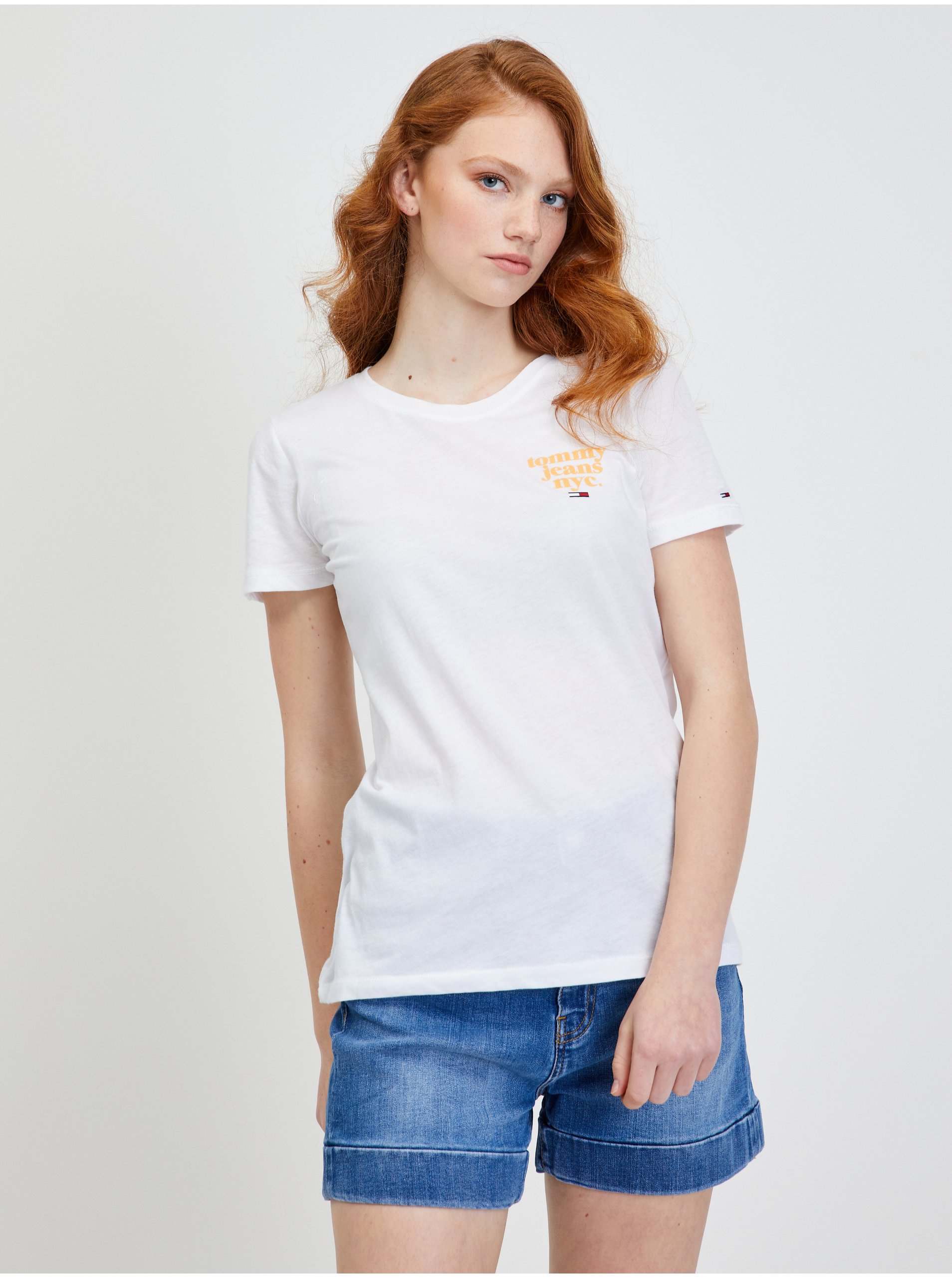 Levně Bílé dámské tričko Tommy Jeans