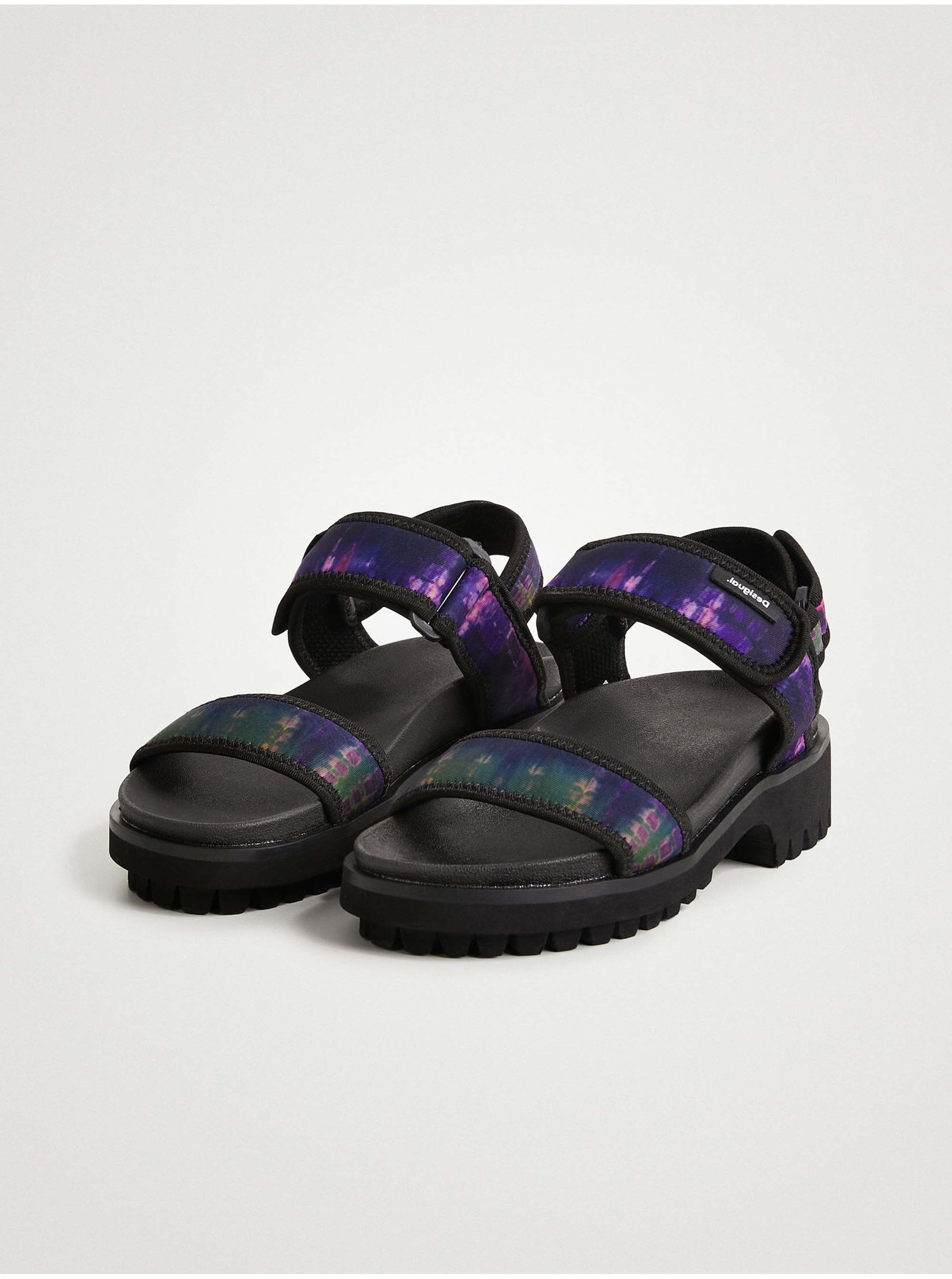 Levně Fialovo-černé dámské sandály Desigual Track Sandal