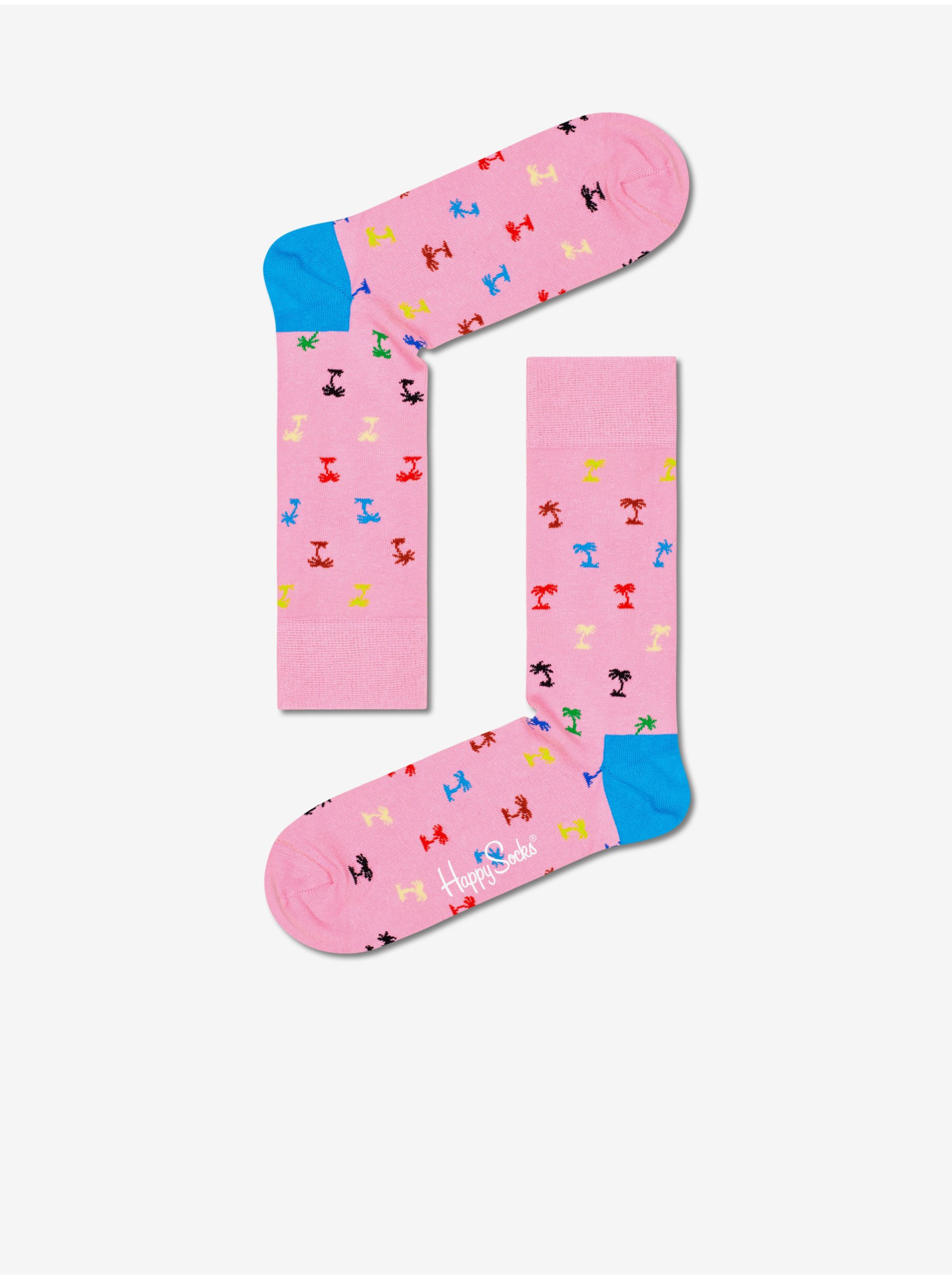 Levně Růžové vzorované ponožky Happy Socks Palm