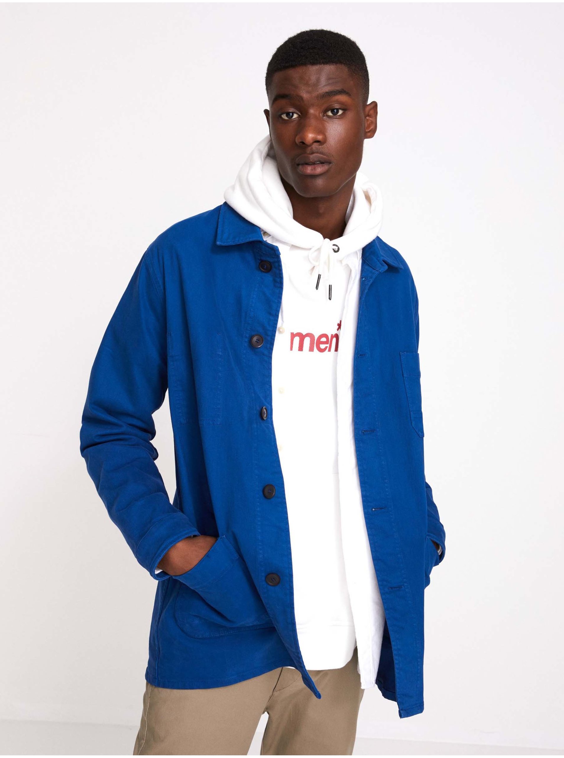 E-shop Modrá pánská lehká bunda s kapsami Celio Muse
