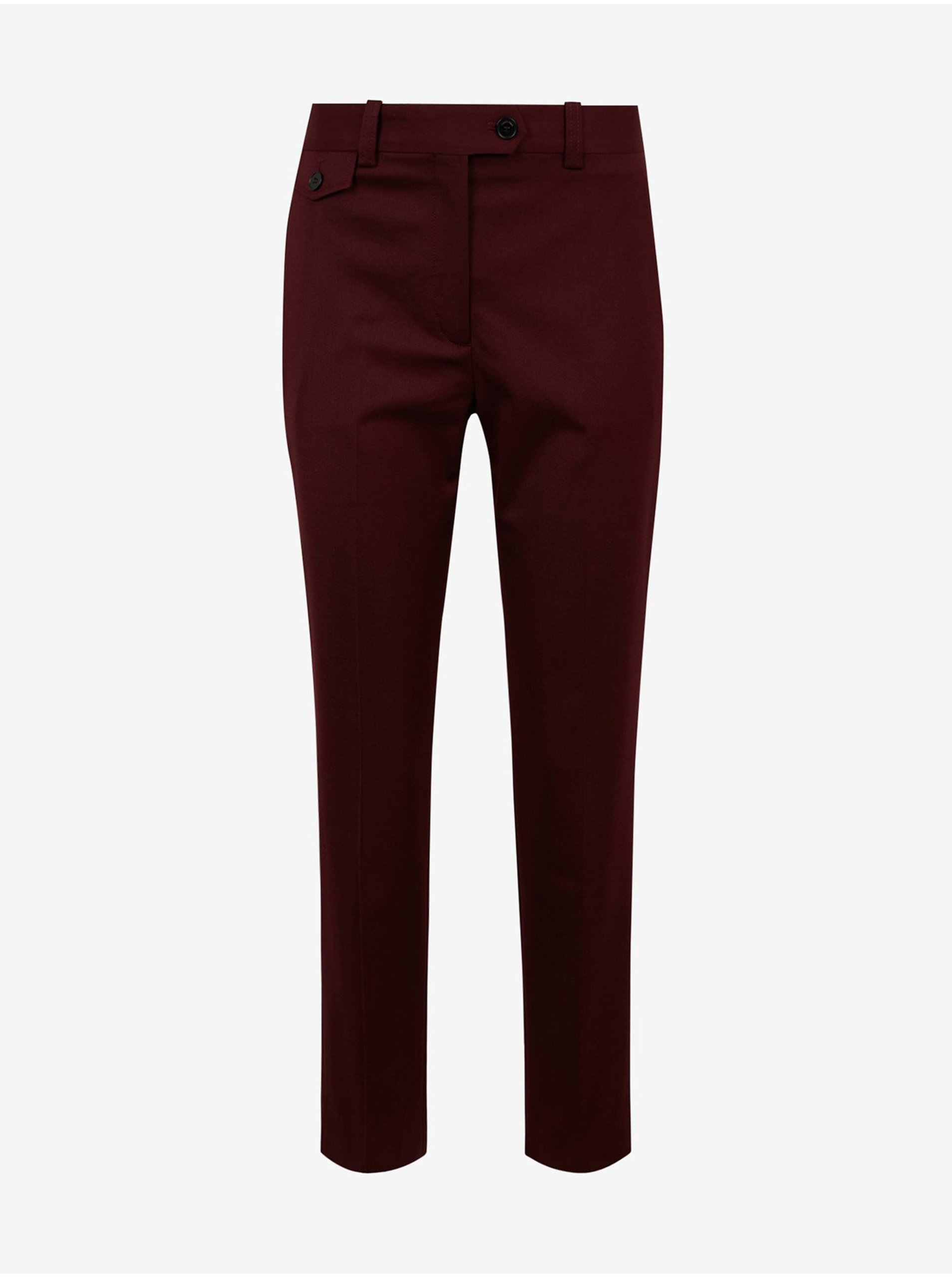 Levně Vínové dámské kalhoty s příměsí vlny Calvin Klein Jeans