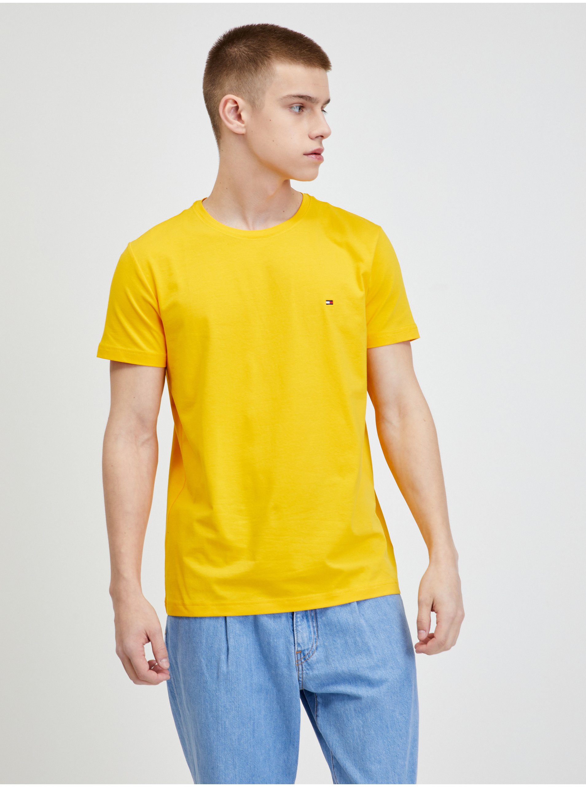 Lacno Žlté pánske tričko Tommy Hilfiger