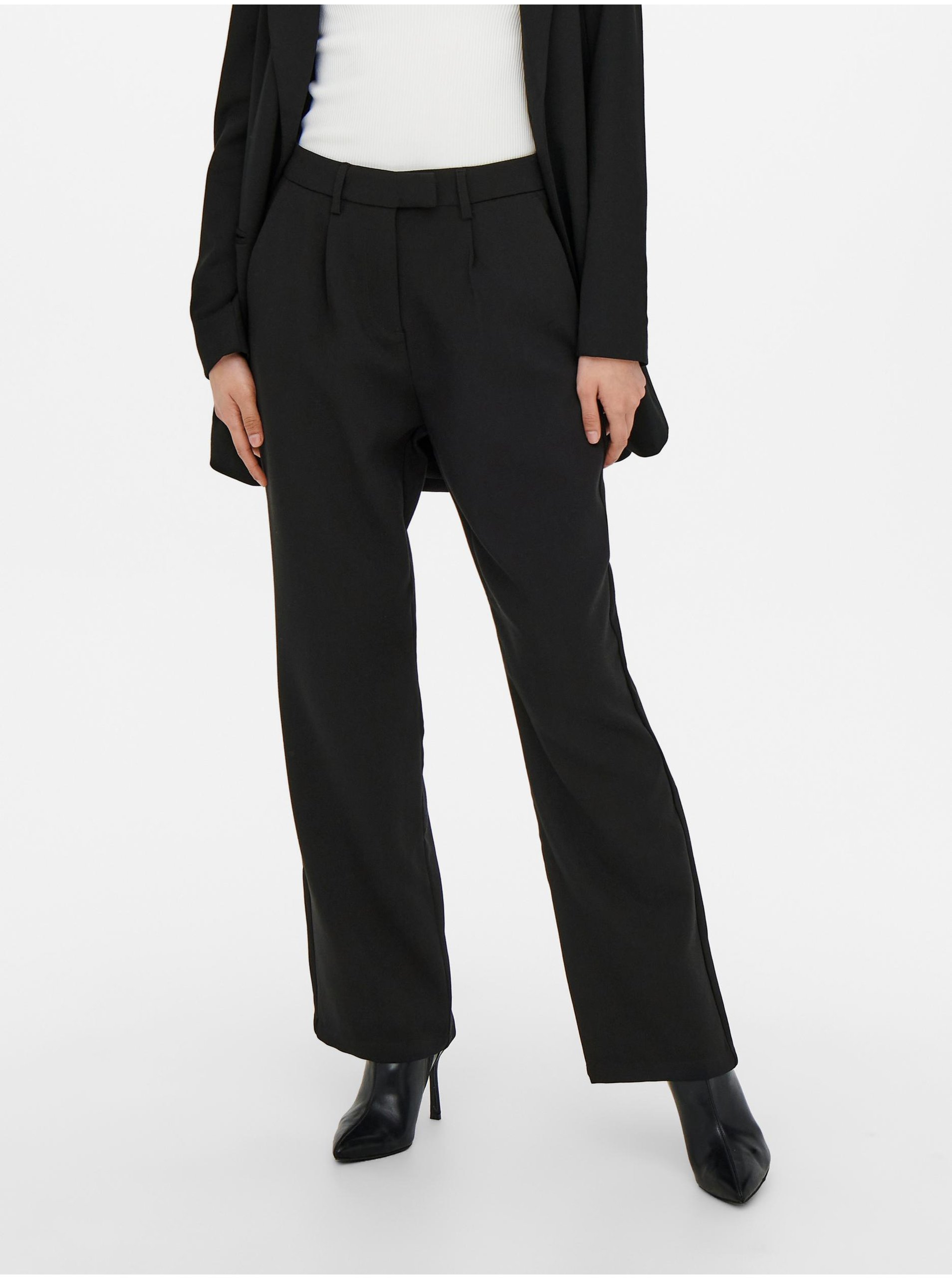 E-shop Černé široké kalhoty ONLY Fran-Gianna