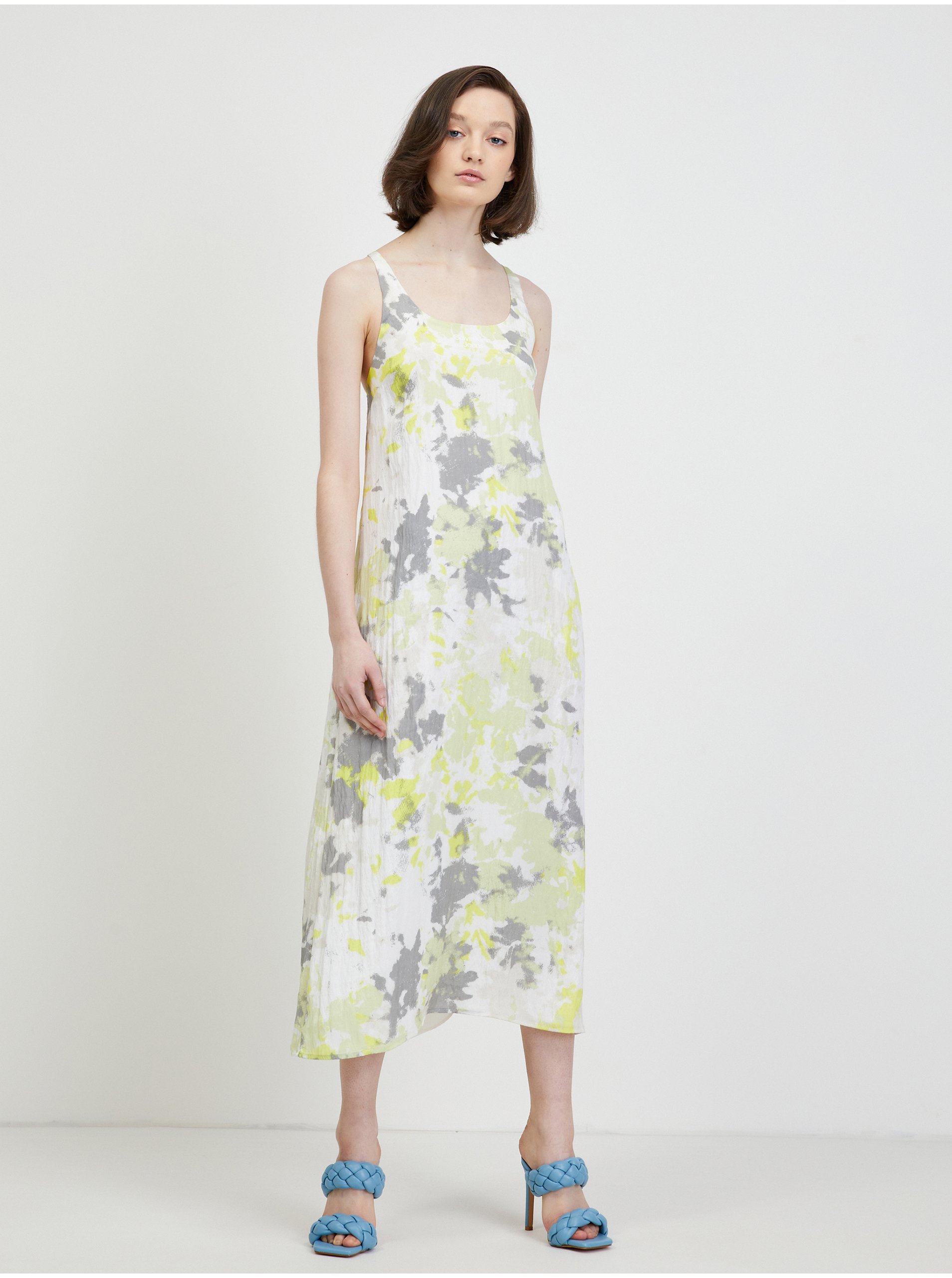 Lacno Letné a plážové šaty pre ženy Calvin Klein - biela, svetlozelená