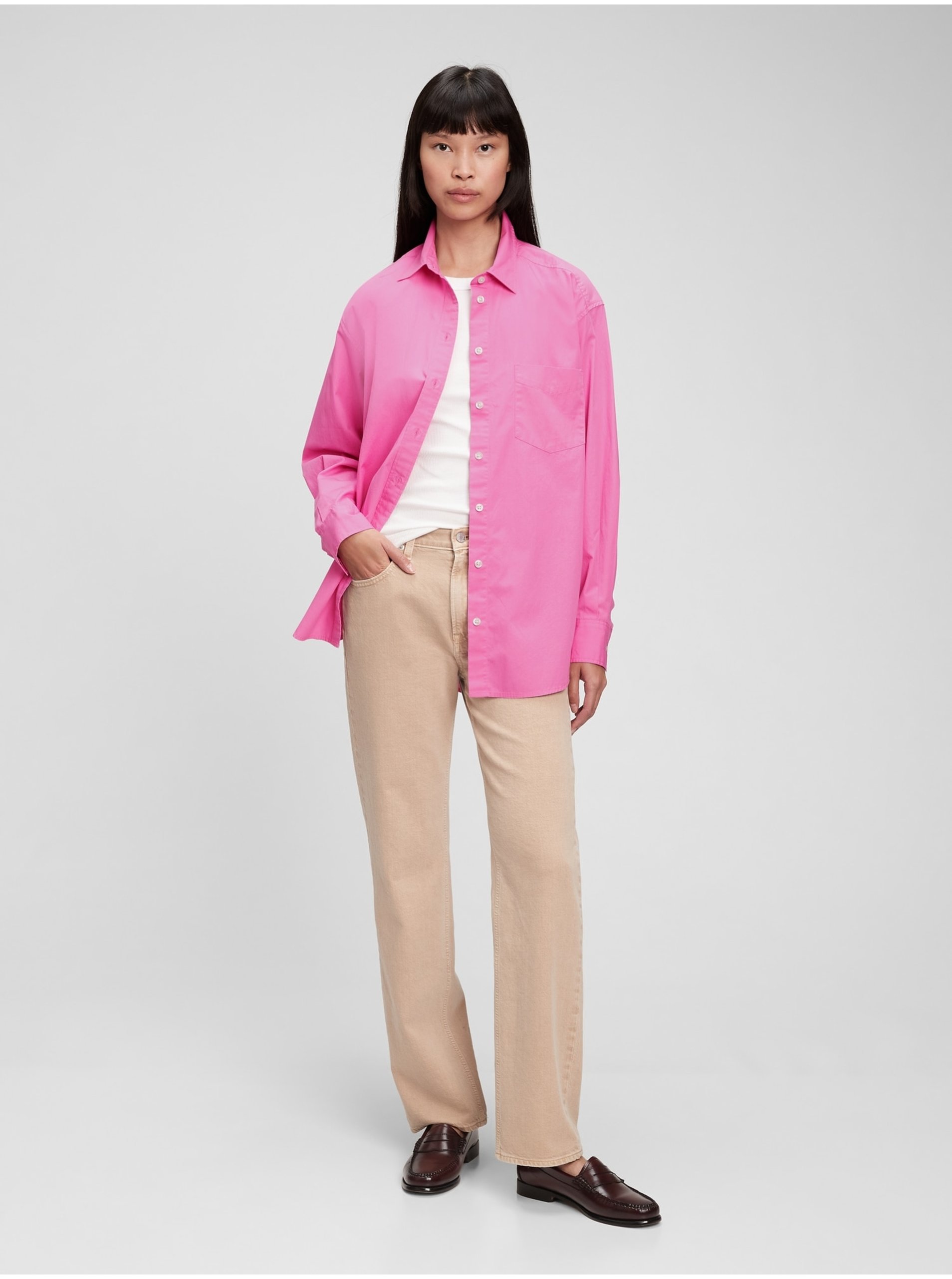 Lacno Ružová dámska košeľa z organickej bavlny GAP