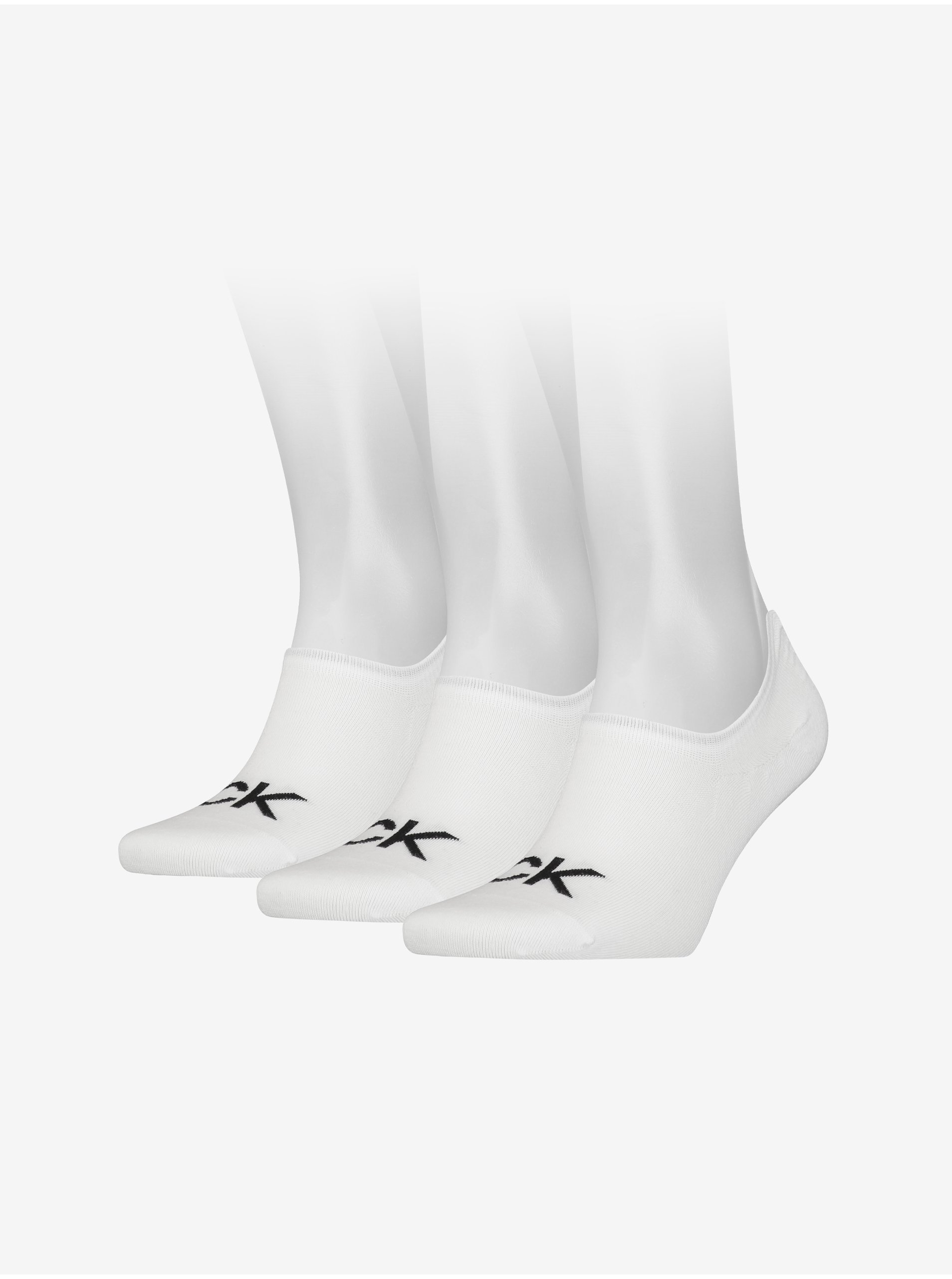 Levně Sada tří párů pánských ponožek v bílé barvě Calvin Klein Underwear